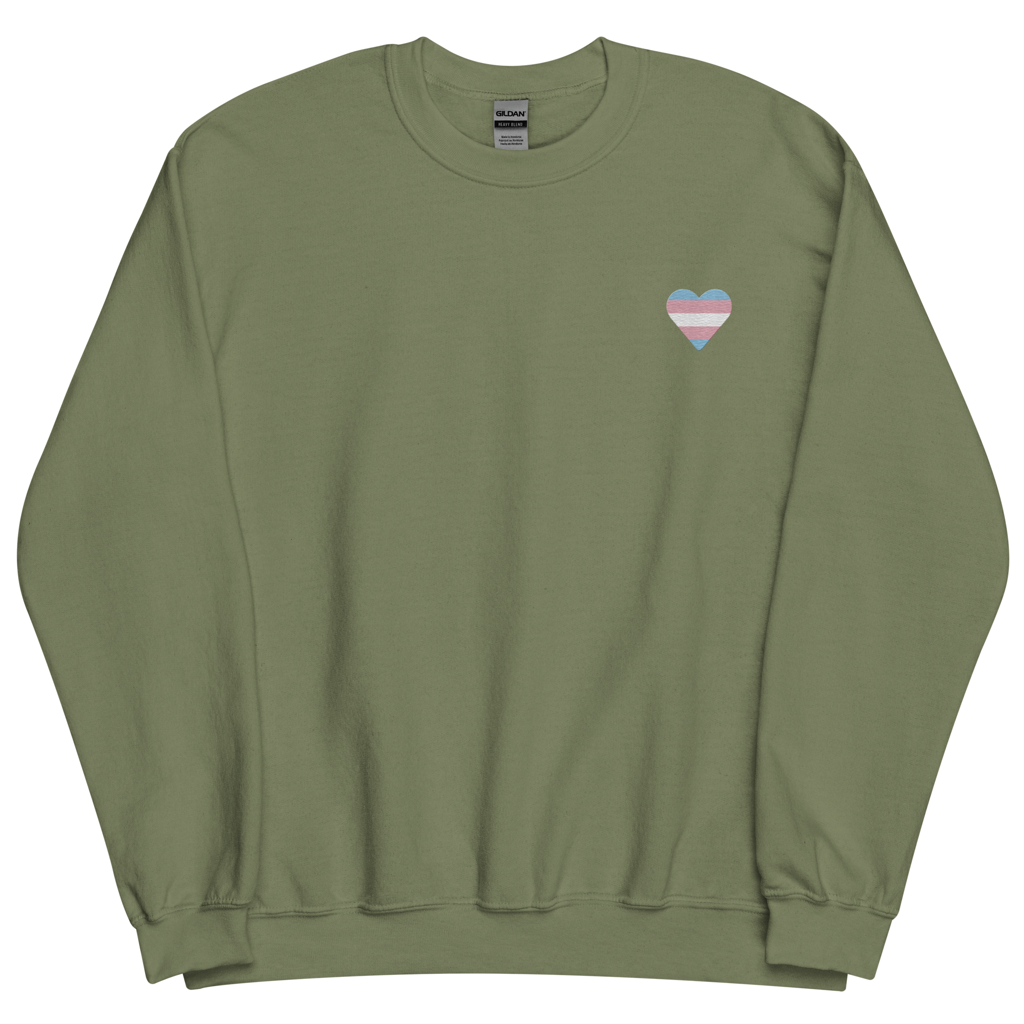 Transgender Flag Embroidered Heart Sweater: Celebratory LGBTQ+ Pride Design