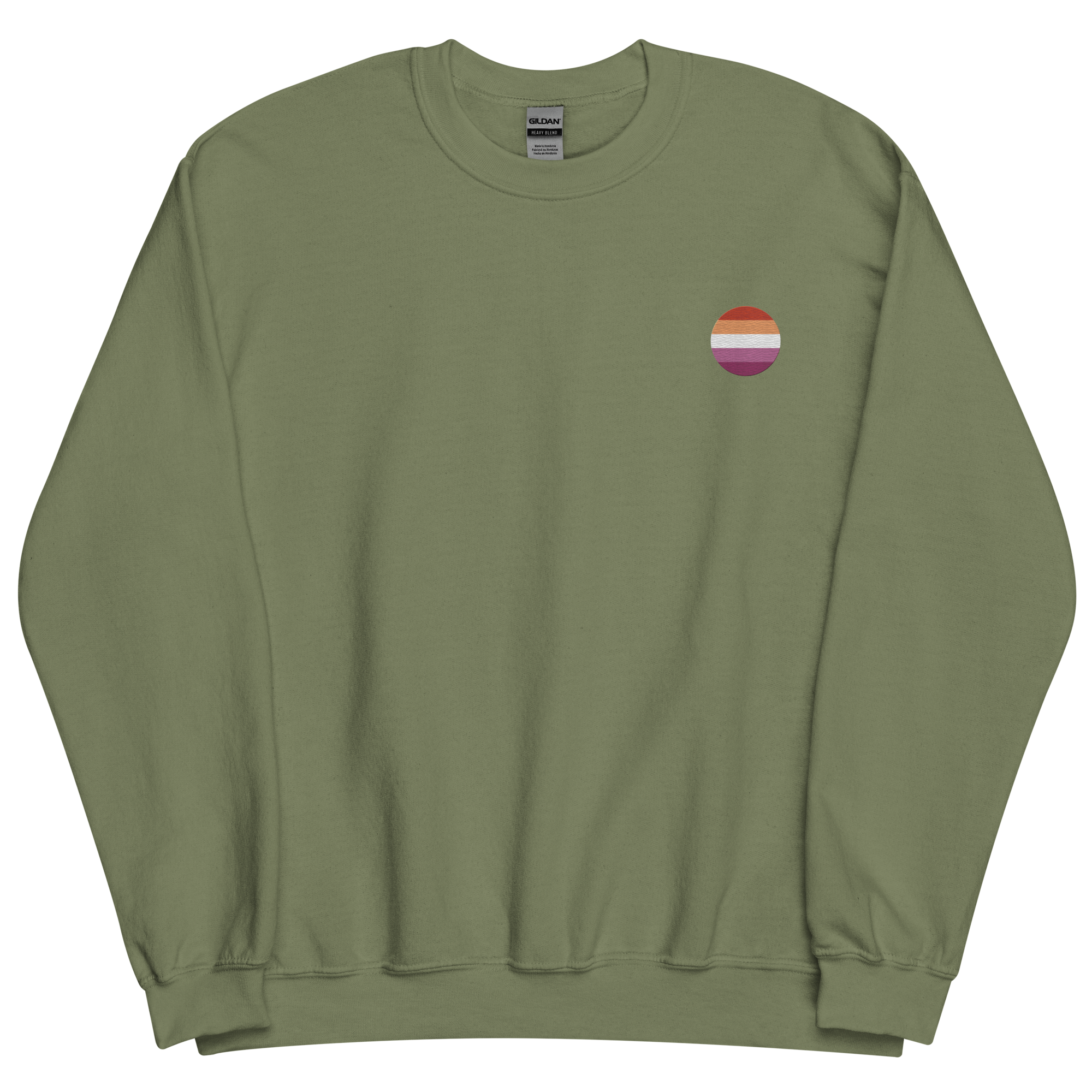 Lesbian Flag Embroidered Circle Sweatshirt: Celebratory LGBTQ+ Pride Design