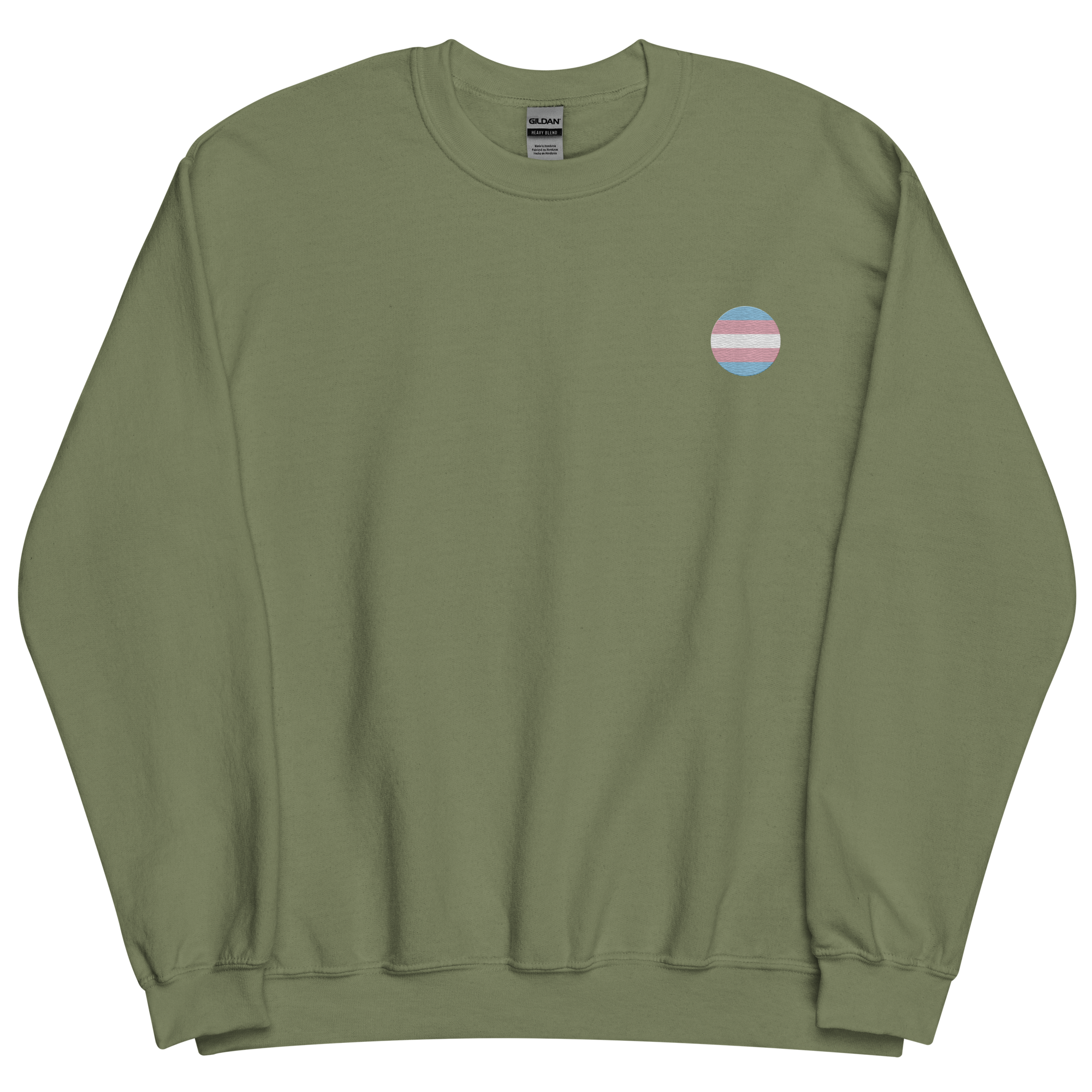 Transgender Flag Embroidered Circle Sweatshirt: Celebratory LGBTQ+ Pride Design