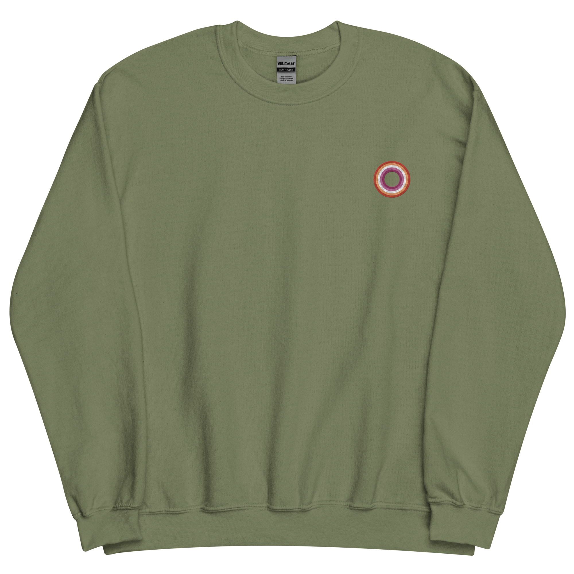 Embroidered Sweatshirt: Lesbian Pride Ring Emblem Design