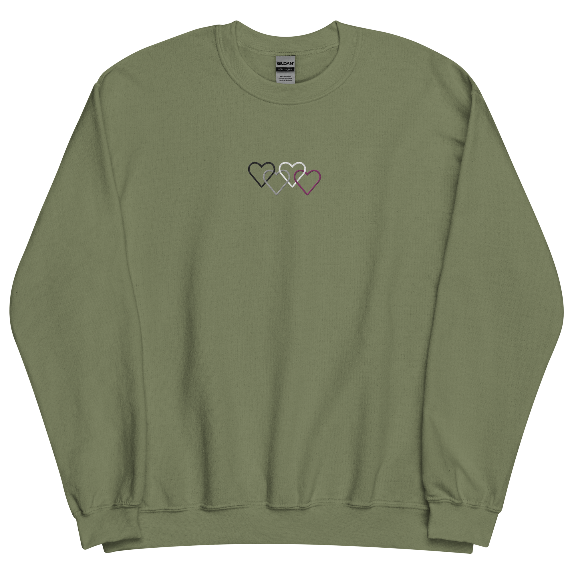 Asexual Pride Sweatshirt: Interlaced Heart Outlines Embroidered Sweater