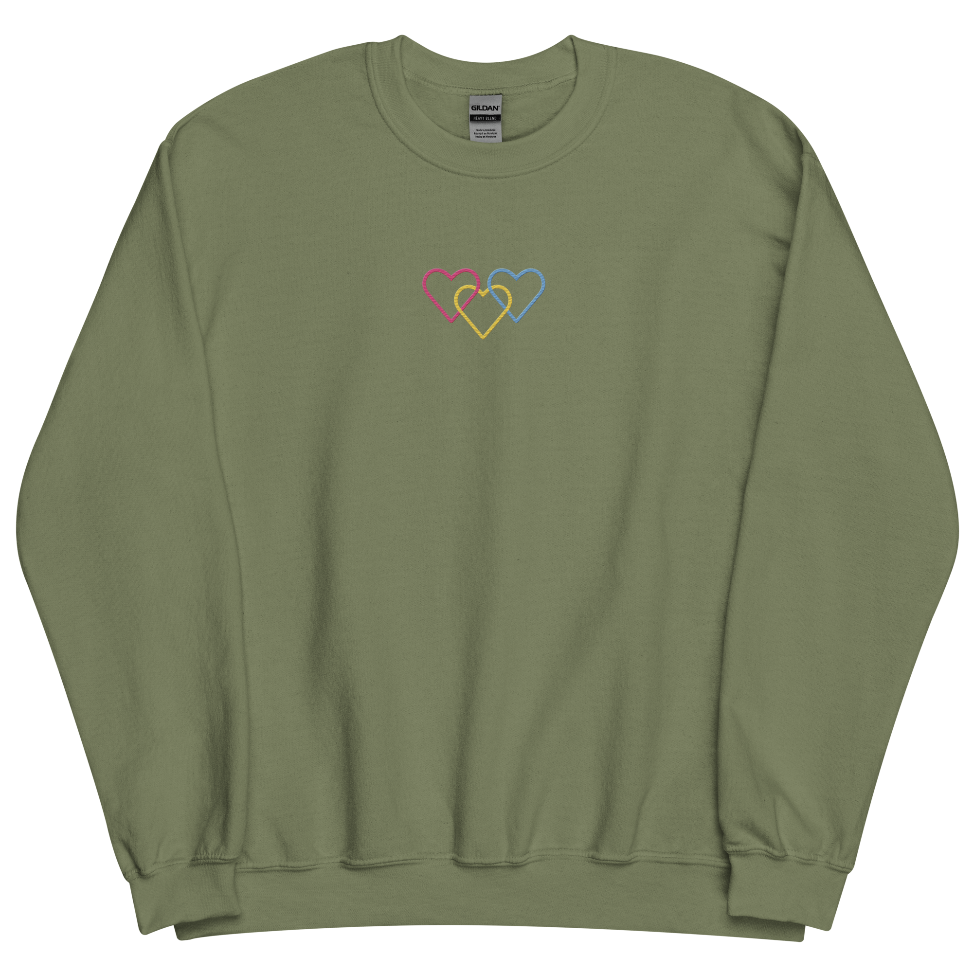 Pansexual Pride Sweatshirt: Interlaced Heart Outlines Embroidered Sweater