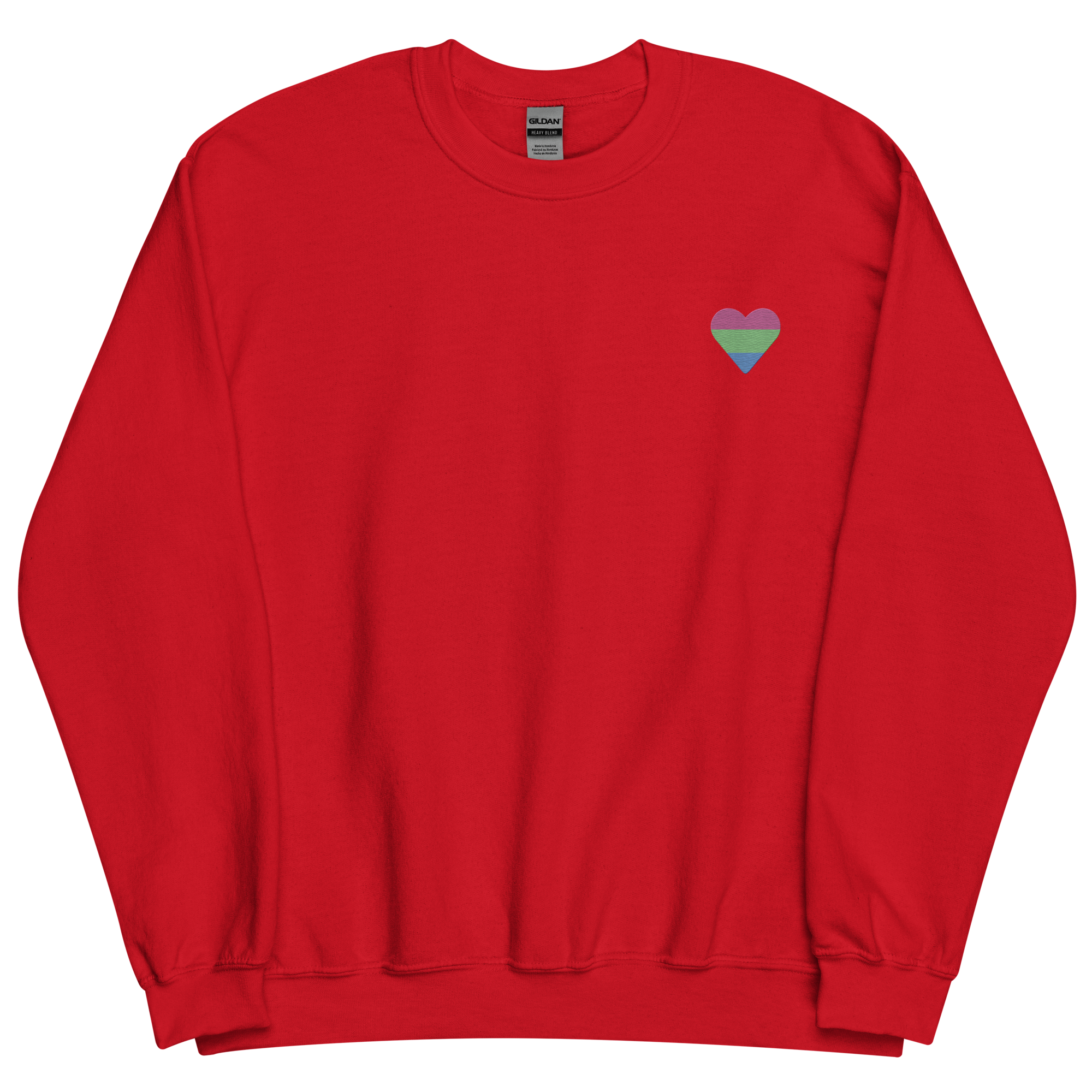 Polysexual Flag Embroidered Heart Sweater: Celebratory LGBTQ+ Pride Design