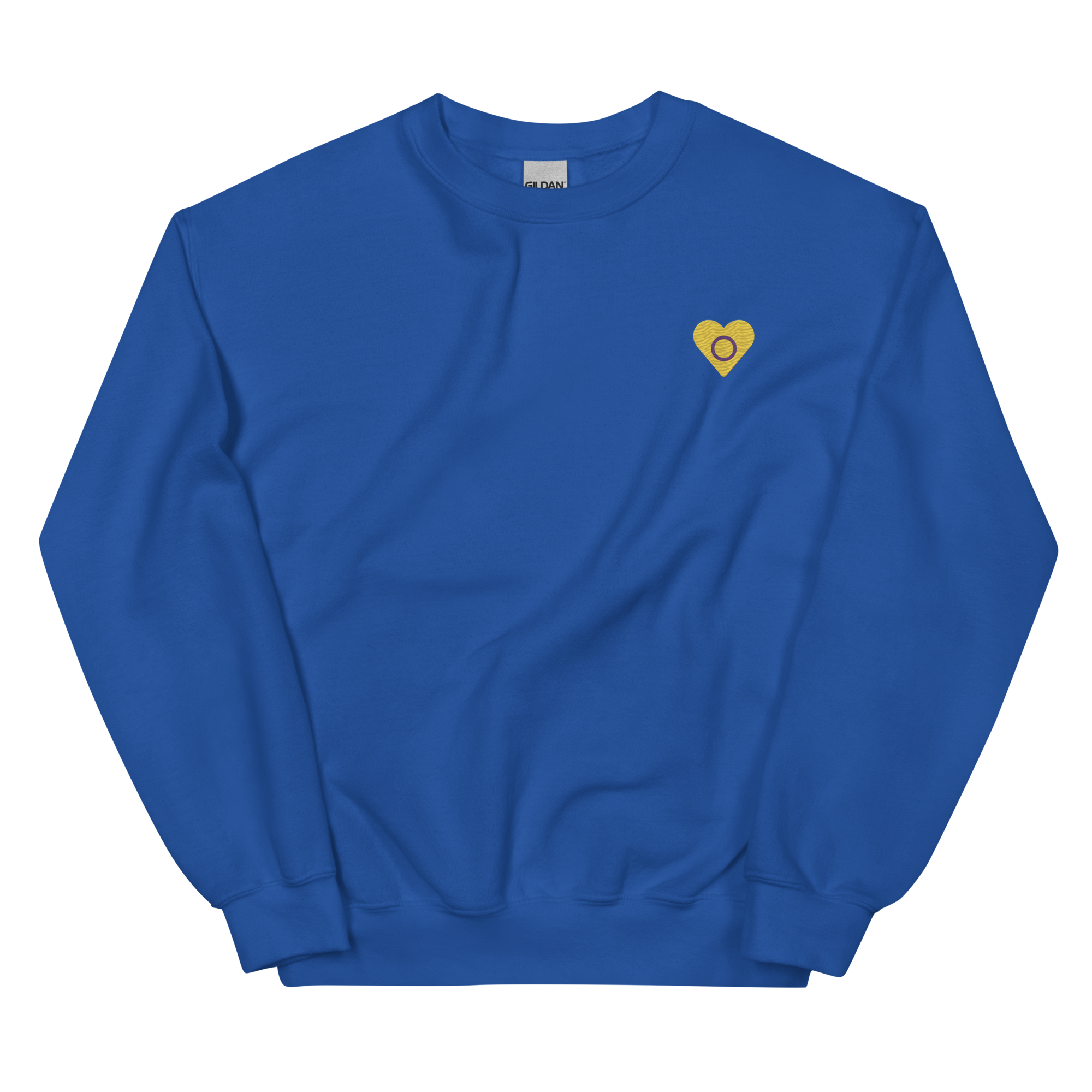 Intersex Flag Embroidered Heart Sweater: Celebratory LGBTQ+ Pride Design