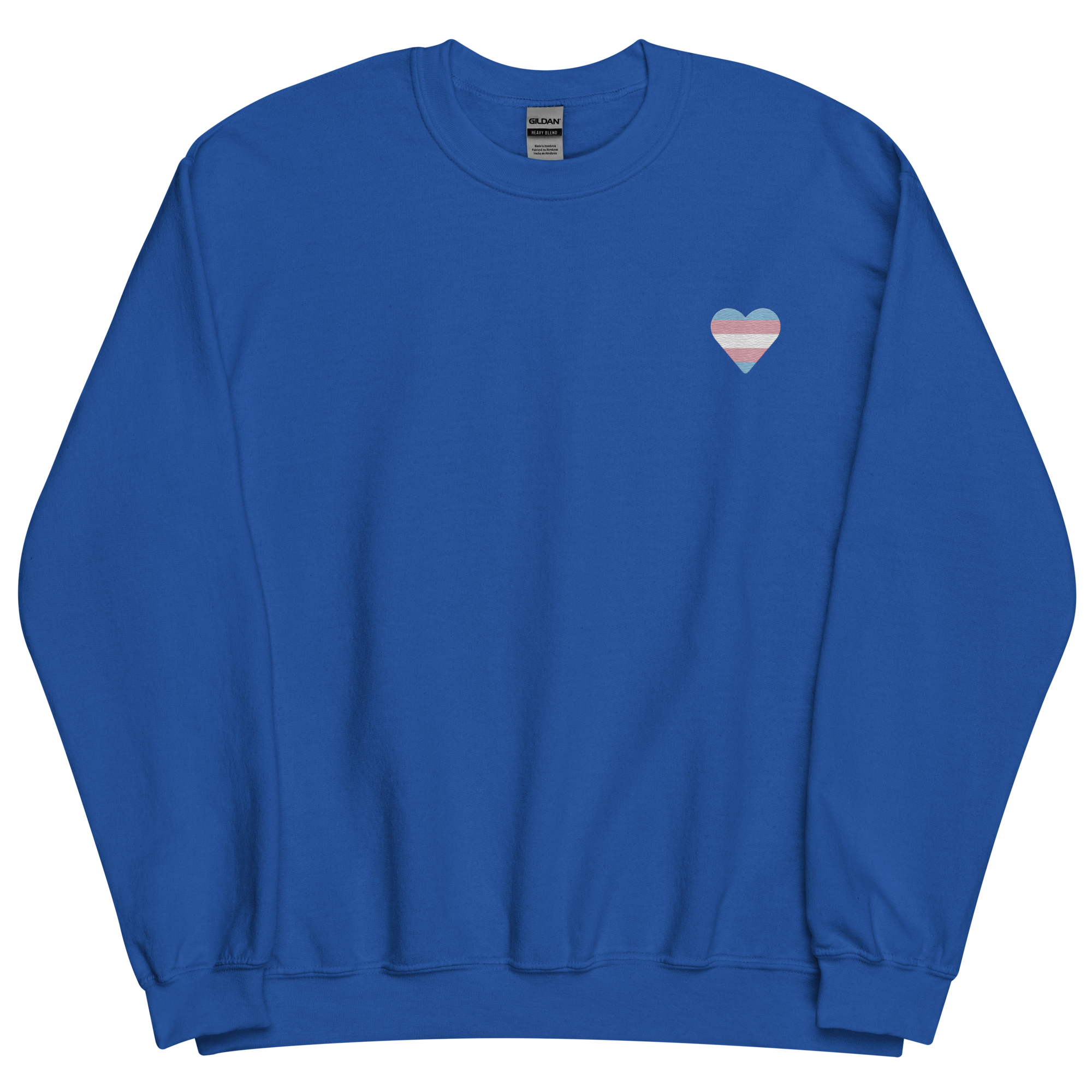 Transgender Flag Embroidered Heart Sweater: Celebratory LGBTQ+ Pride Design