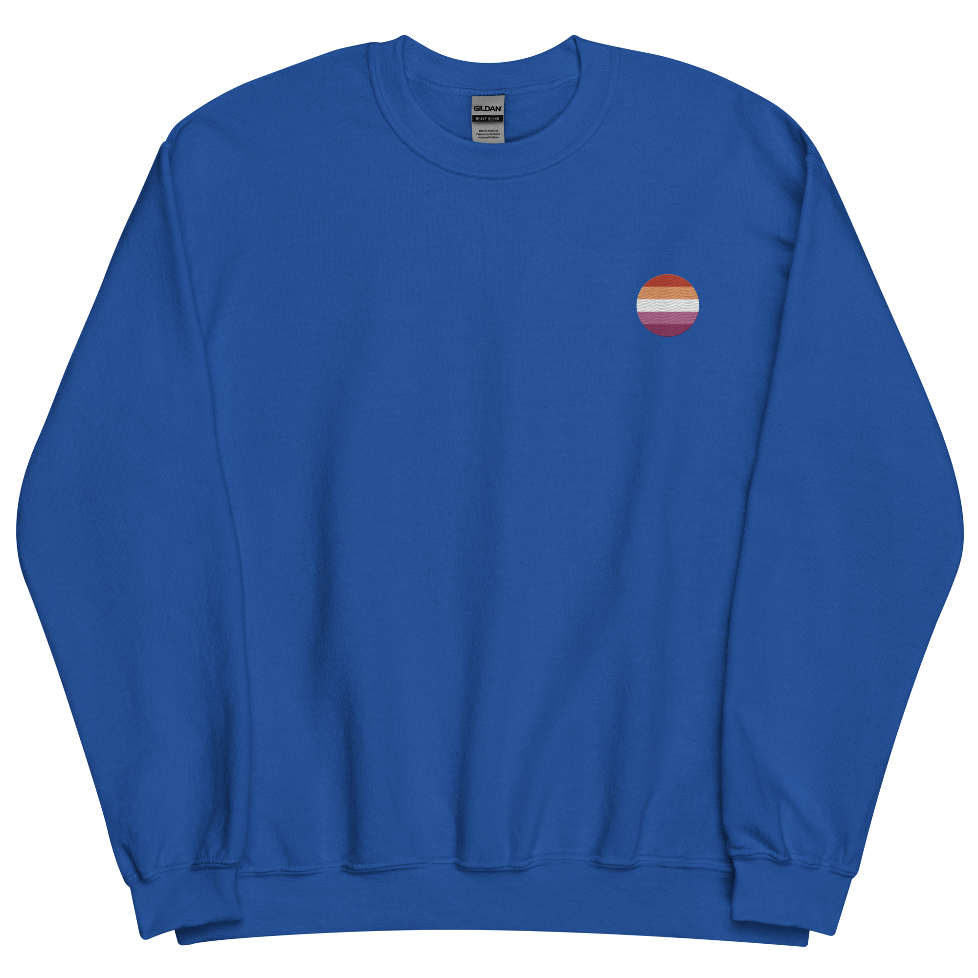 Lesbian Flag Embroidered Circle Sweatshirt: Celebratory LGBTQ+ Pride Design