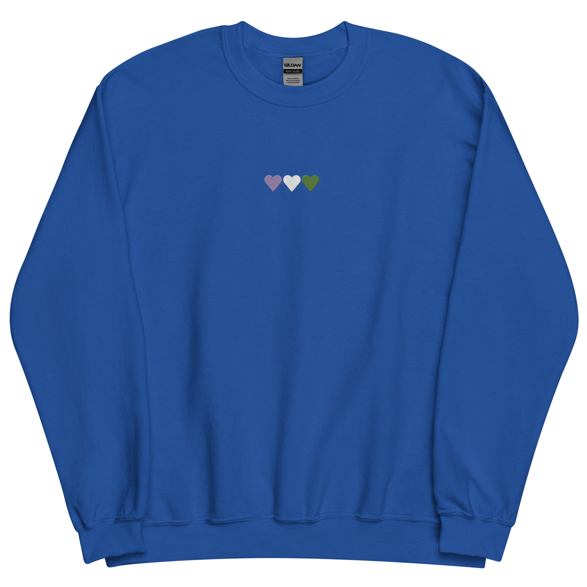 Embroidered Genderqueer Sweatshirt: Pride Flag Horizontal Heart Design