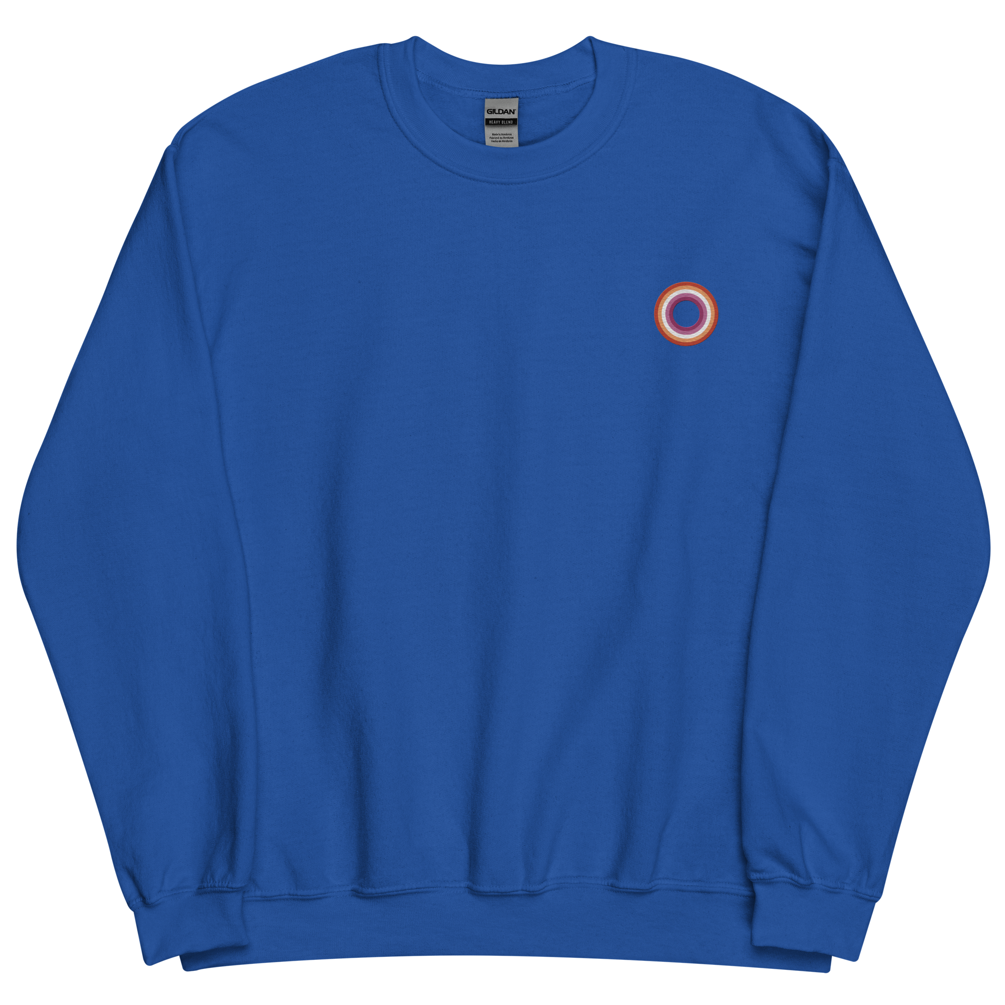 Embroidered Sweatshirt: Lesbian Pride Ring Emblem Design