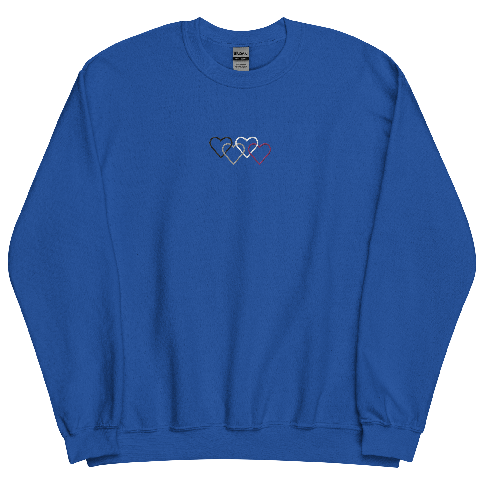 Asexual Pride Sweatshirt: Interlaced Heart Outlines Embroidered Sweater