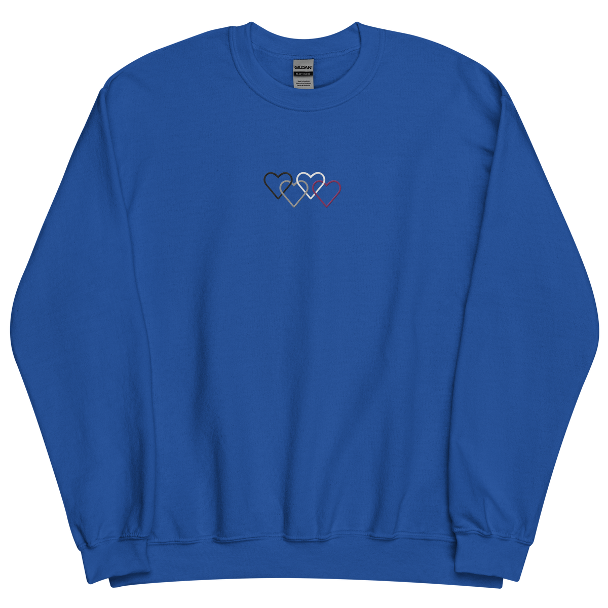 Asexual Pride Sweatshirt: Interlaced Heart Outlines Embroidered Sweater