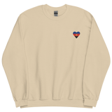 Polyamory Flag Embroidered Heart Sweater: Celebratory LGBTQ+ Pride Design