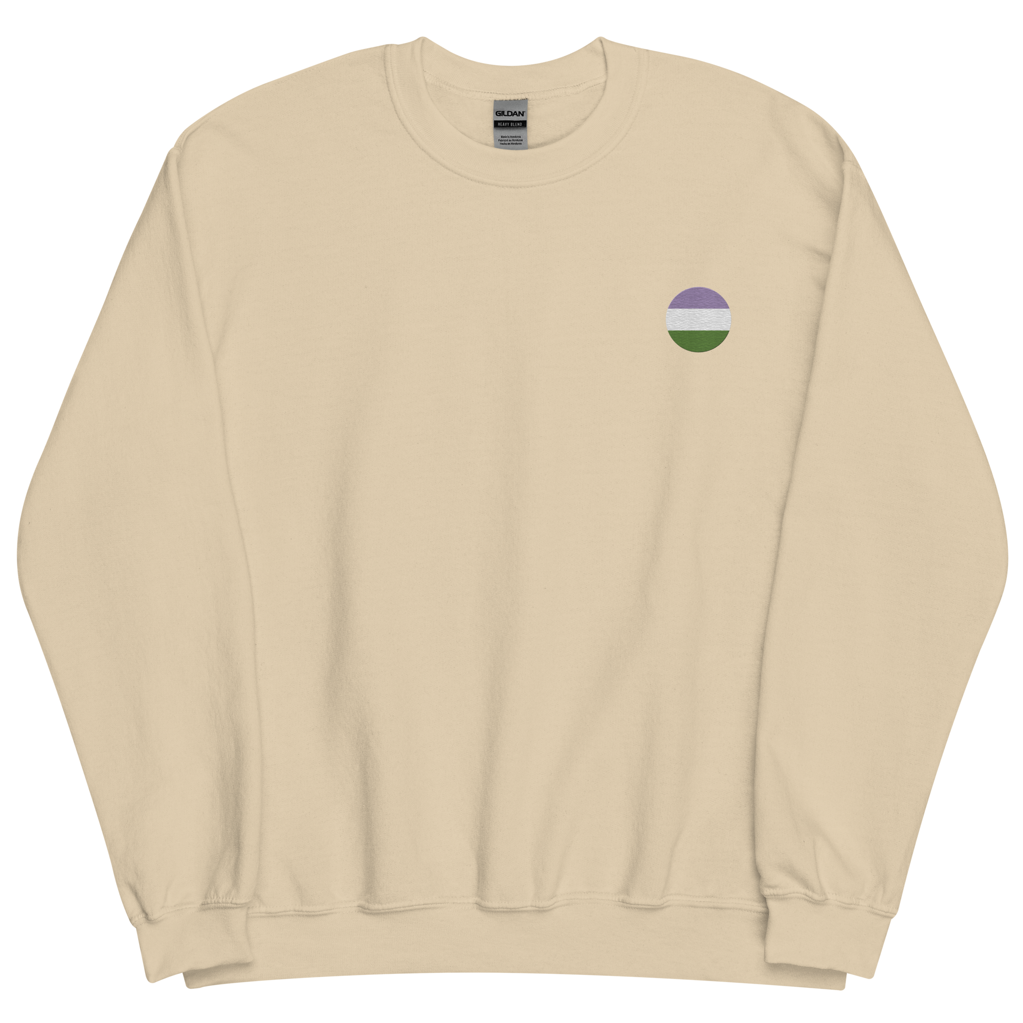 Genderqueer Flag Embroidered Circle Sweatshirt: Celebratory LGBTQ+ Pride Design