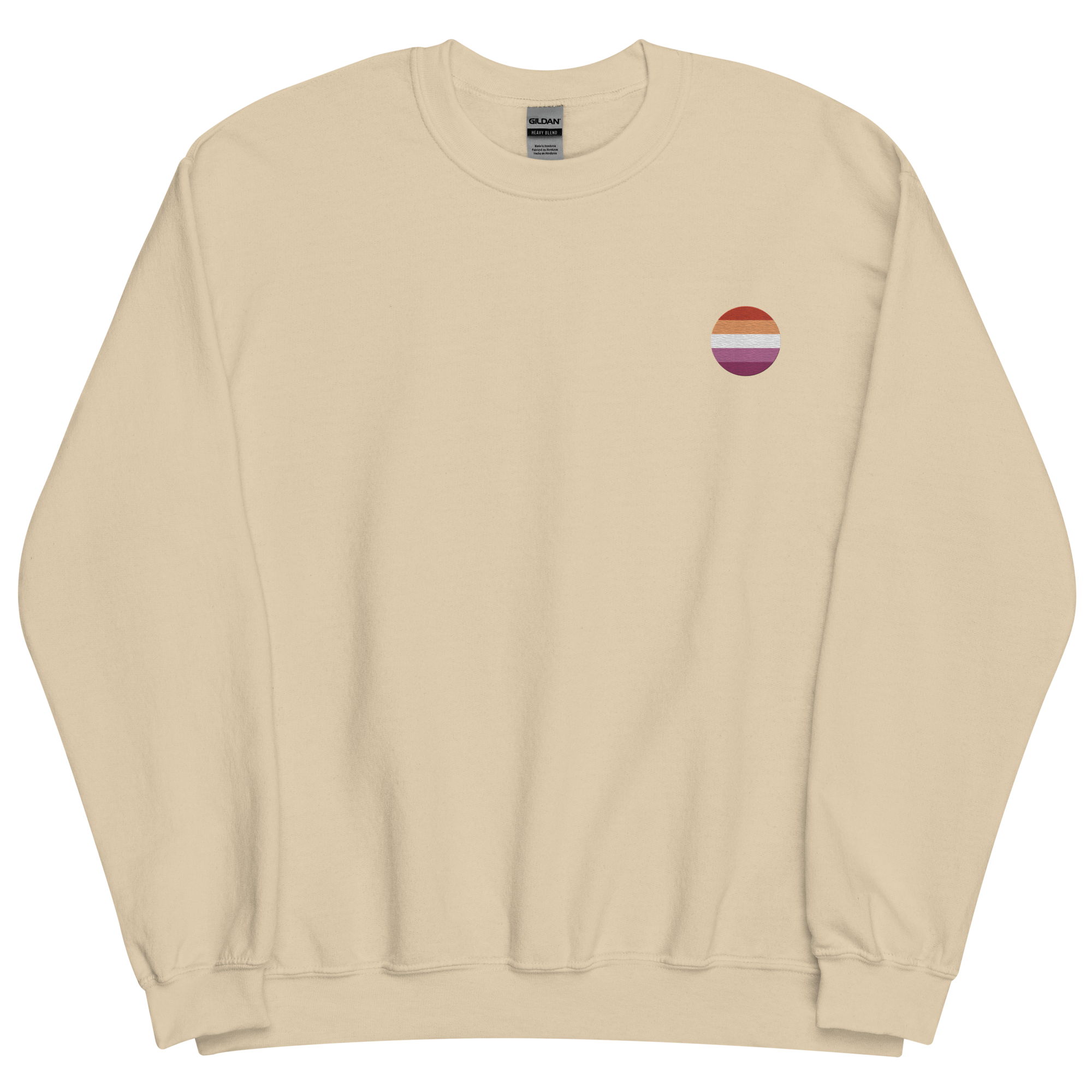 Lesbian Flag Embroidered Circle Sweatshirt: Celebratory LGBTQ+ Pride Design