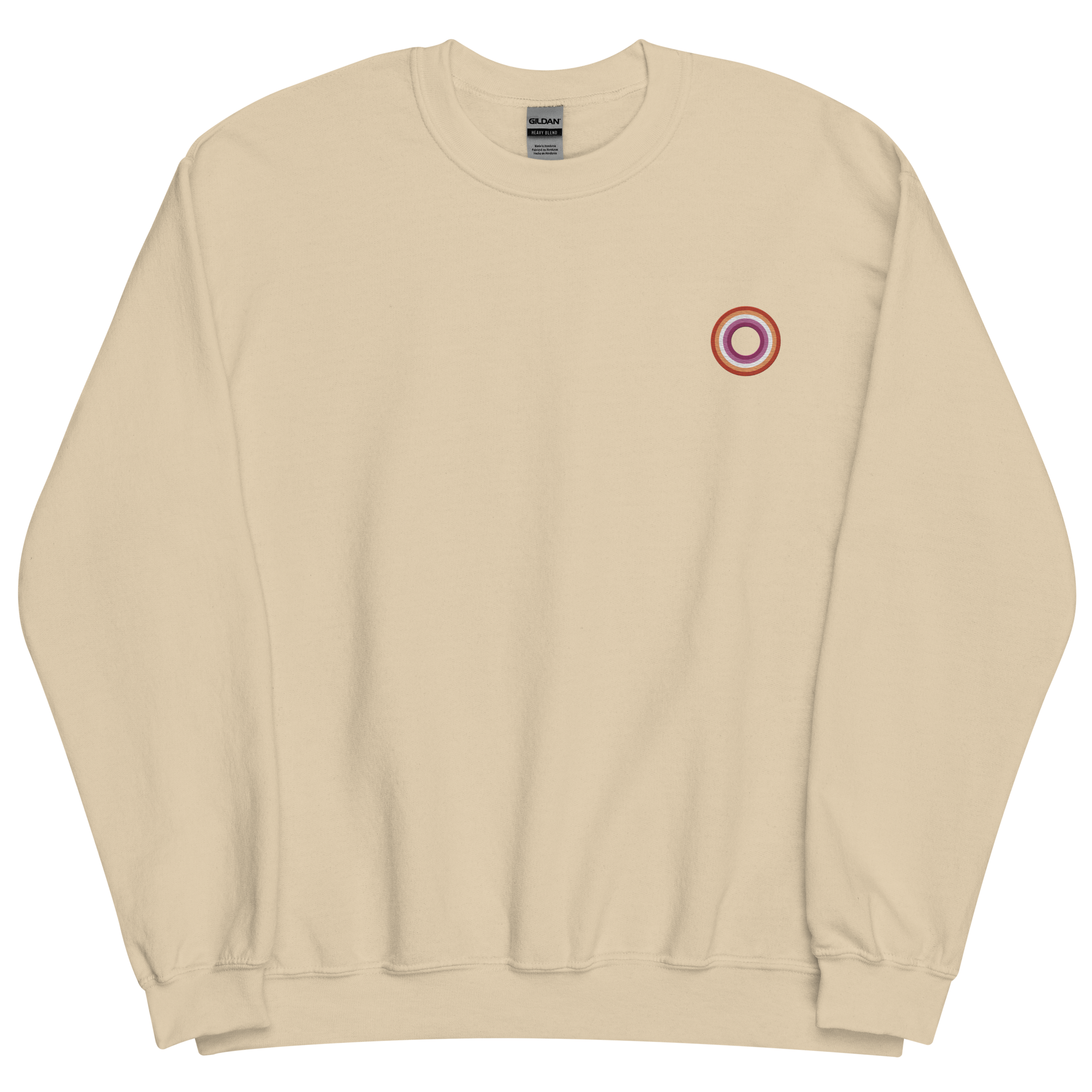 Embroidered Sweatshirt: Lesbian Pride Ring Emblem Design