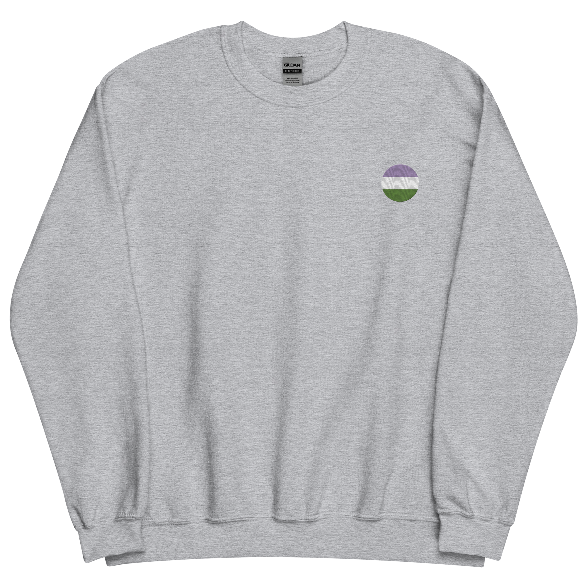 Genderqueer Flag Embroidered Circle Sweatshirt: Celebratory LGBTQ+ Pride Design