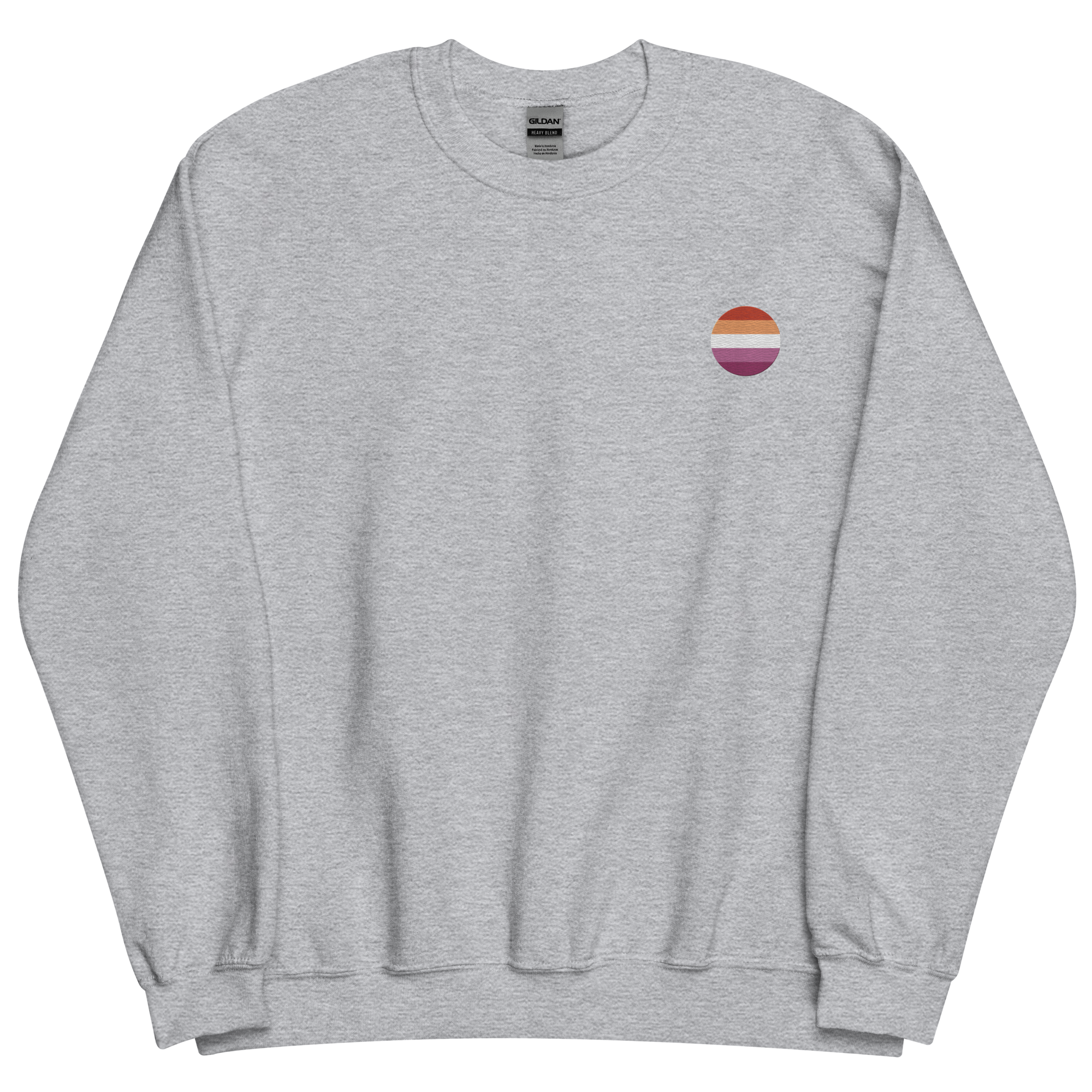 Lesbian Flag Embroidered Circle Sweatshirt: Celebratory LGBTQ+ Pride Design