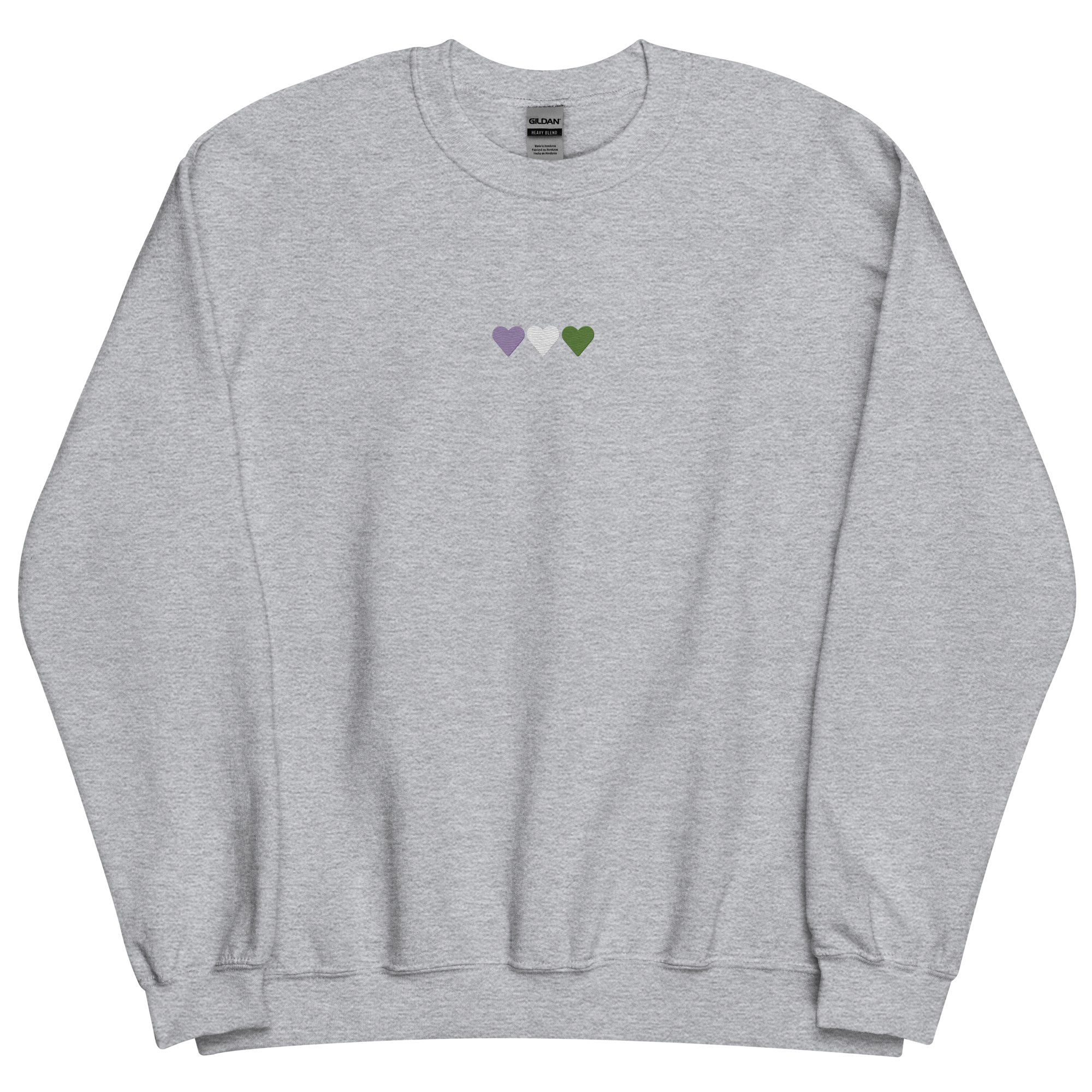 Embroidered Genderqueer Sweatshirt: Pride Flag Horizontal Heart Design