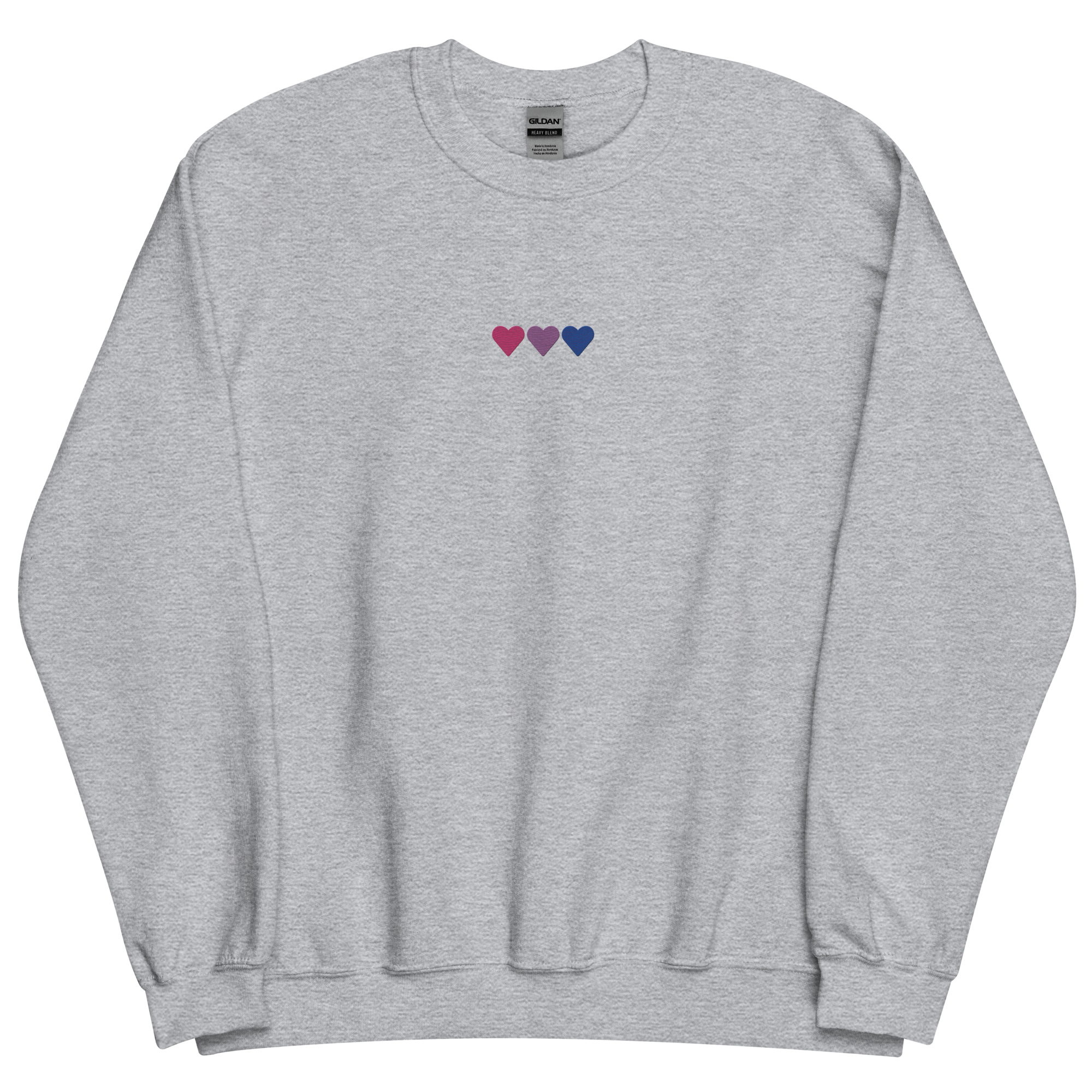 Embroidered Bisexual Sweatshirt: Pride Flag Horizontal Heart Design