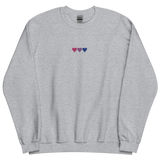 Embroidered Bisexual Sweatshirt: Pride Flag Horizontal Heart Design