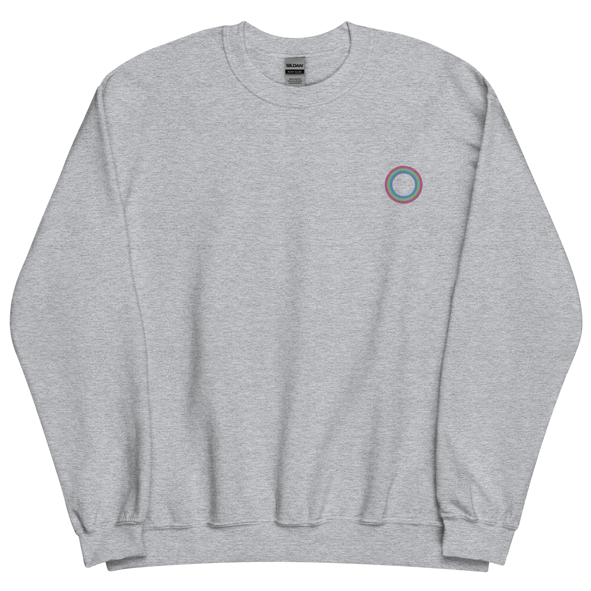 Embroidered Sweatshirt: Polysexual Pride Ring Emblem Design