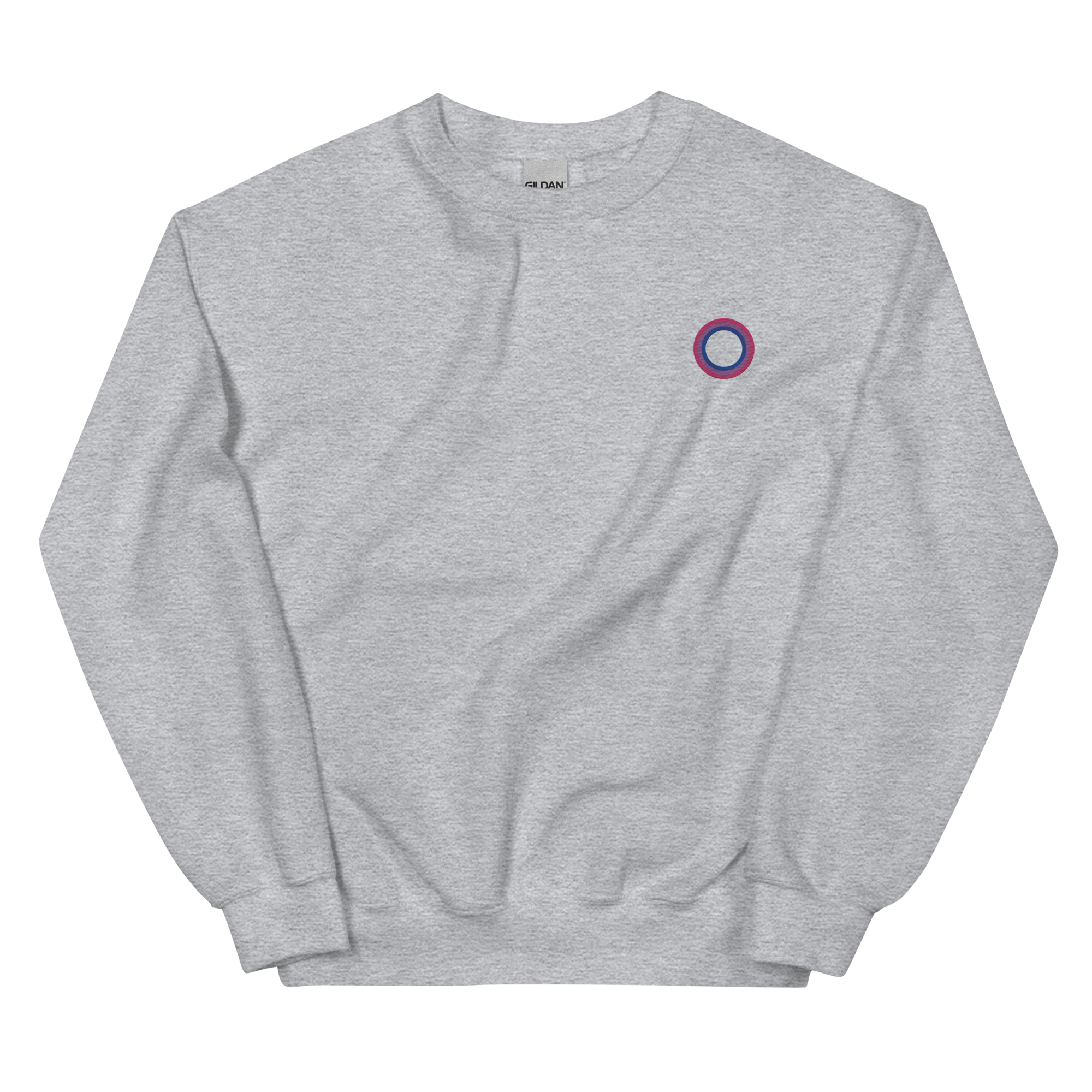 Embroidered Sweatshirt: Bisexual Pride Ring Emblem Design