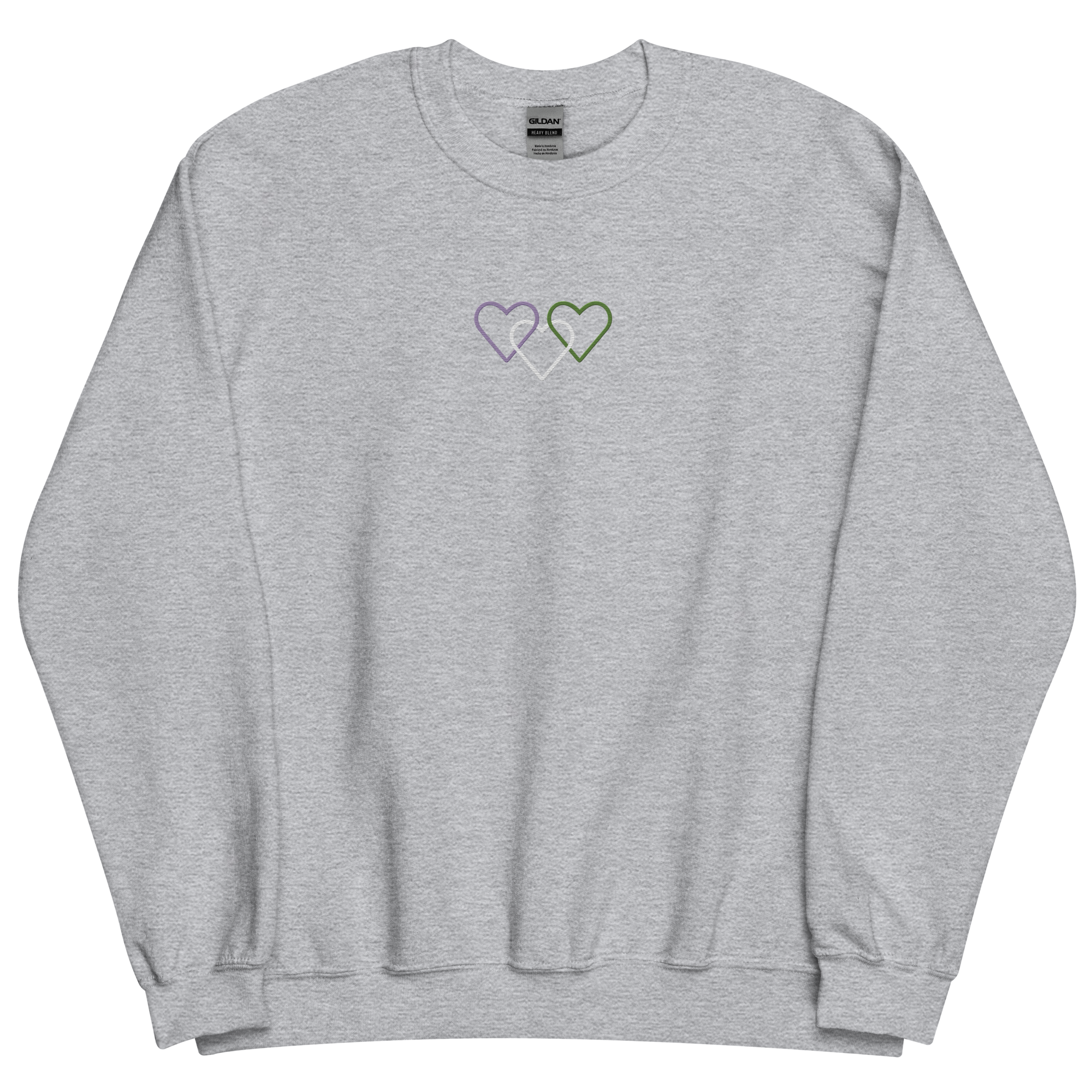 Genderqueer Pride Sweatshirt: Interlaced Heart Outlines Embroidered Sweater