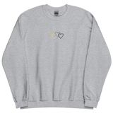 Nonbinary Pride Sweatshirt: Interlaced Heart Outlines Embroidered Sweater