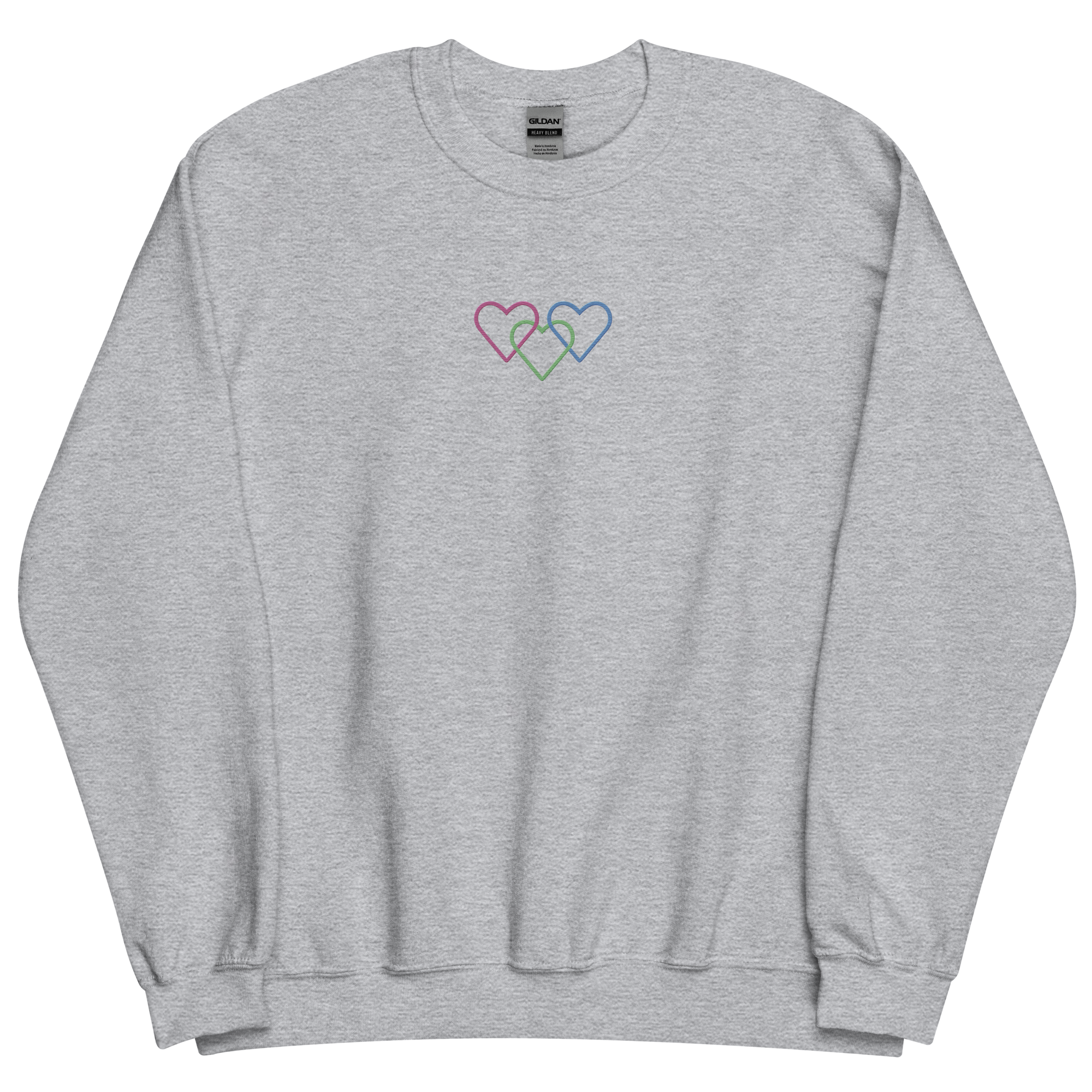 Polysexual Pride Sweatshirt: Interlaced Heart Outlines Embroidered Sweater