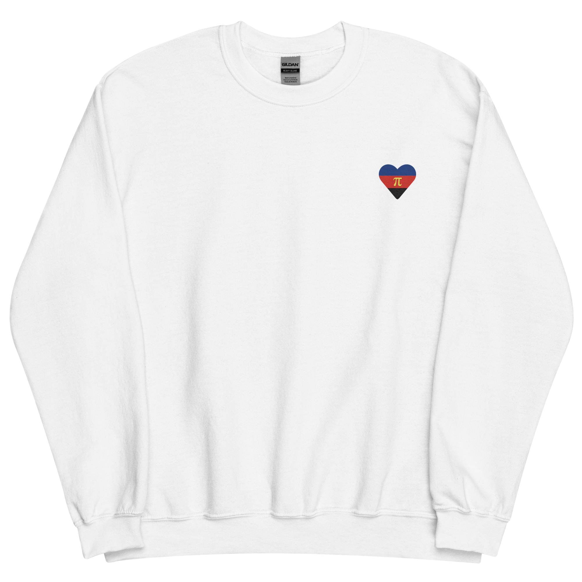 Polyamory Flag Embroidered Heart Sweater: Celebratory LGBTQ+ Pride Design