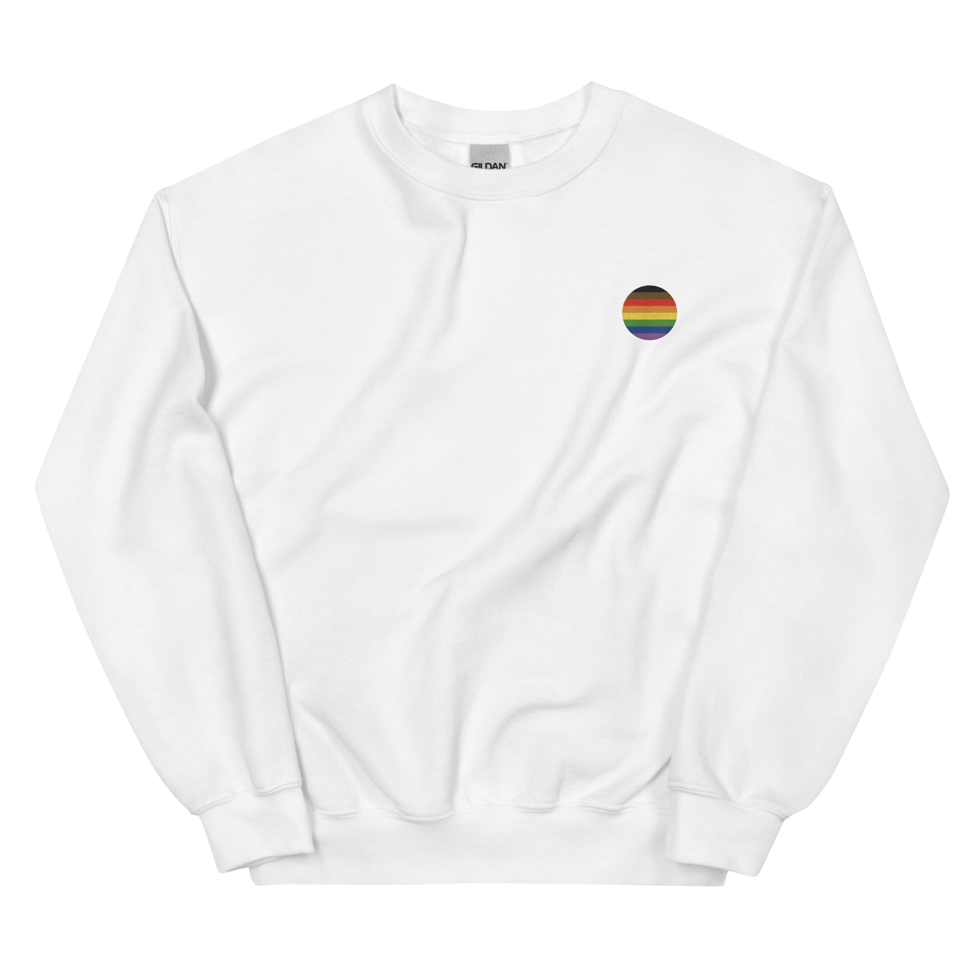 Philly Pride Flag Embroidered Circle Sweatshirt: Celebratory LGBTQ+ Pride Design