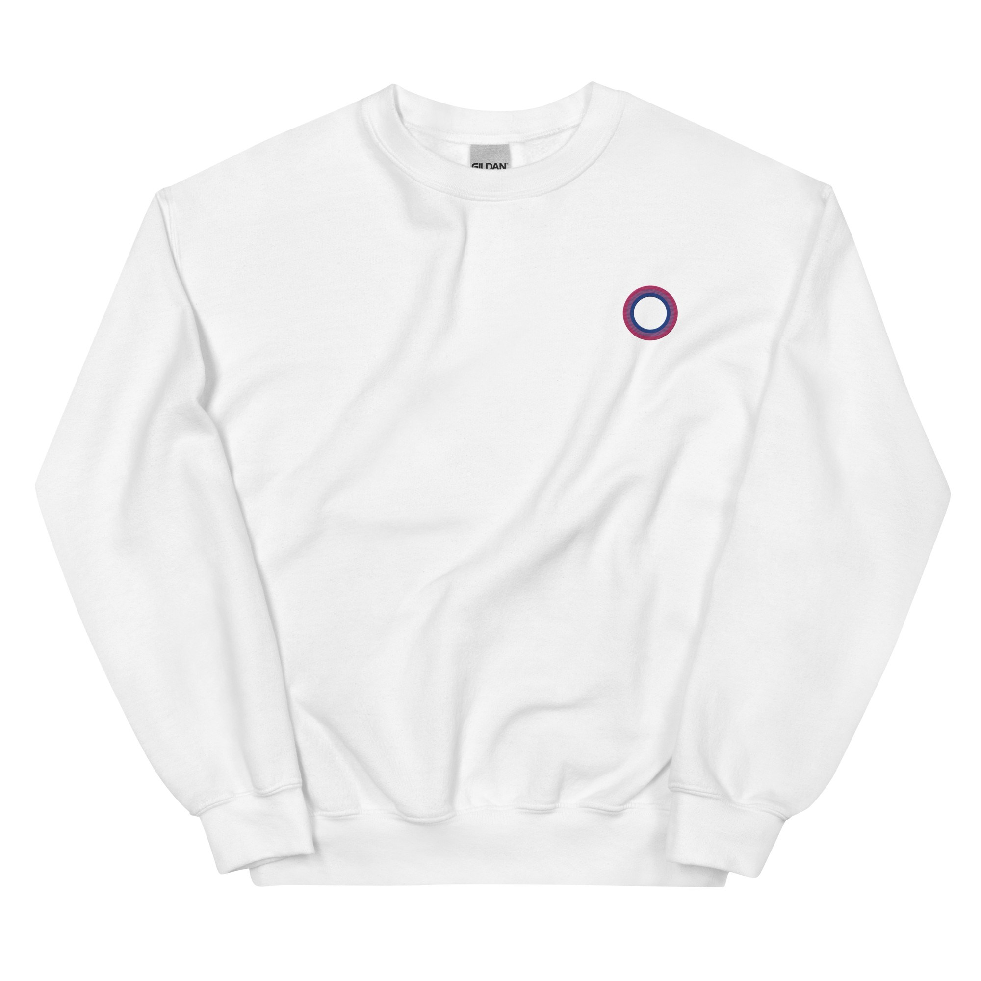 Embroidered Sweatshirt: Bisexual Pride Ring Emblem Design