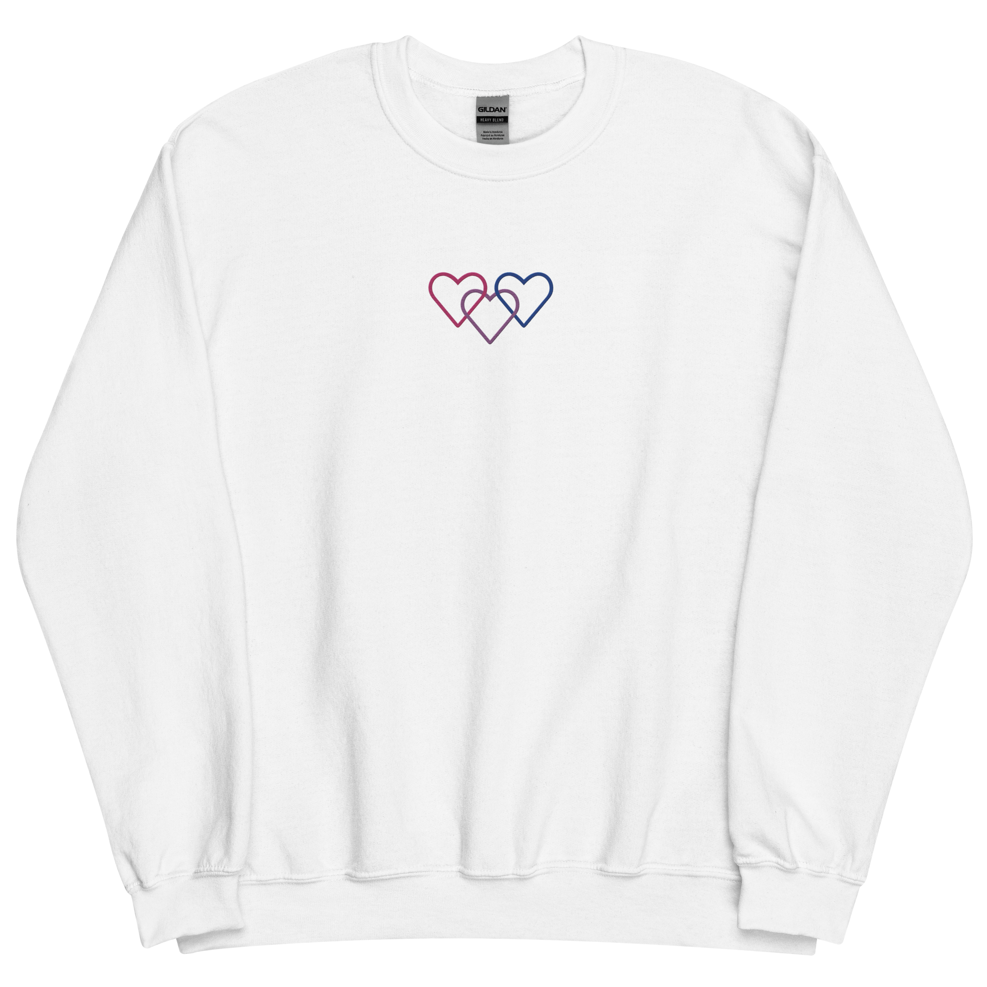 Bisexual Pride Sweatshirt: Interlaced Heart Outlines Embroidered Sweater