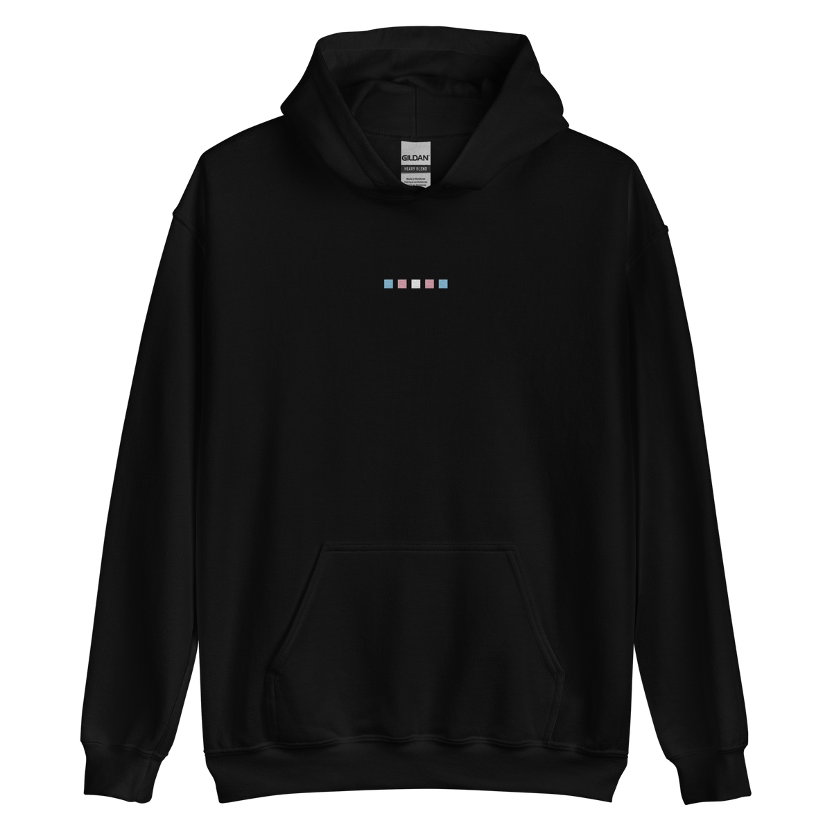 Embroidered Transgender Hoodie: Pride Flag Horizontal Square Design