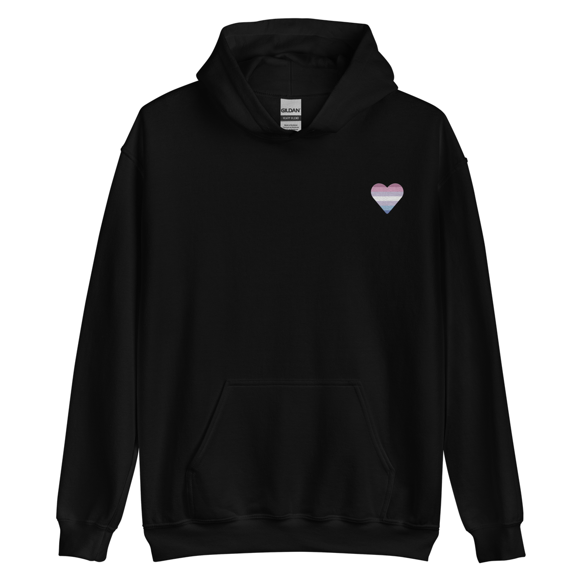 Bigender Flag Embroidered Heart Hoodie: Celebratory LGBTQ+ Pride Design