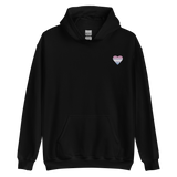 Bigender Flag Embroidered Heart Hoodie: Celebratory LGBTQ+ Pride Design