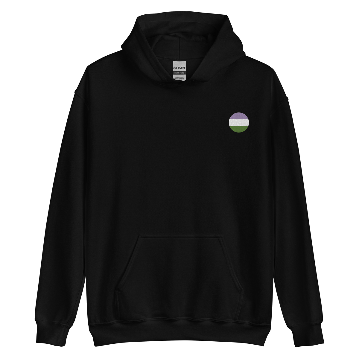 Genderqueer Flag Embroidered Circle Hoodie: Celebratory LGBTQ+ Pride Design