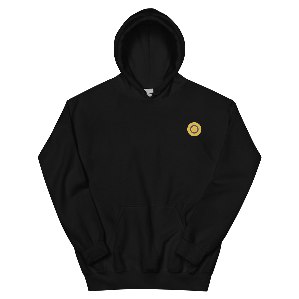 Intersex Flag Embroidered Circle Hoodie: Celebratory LGBTQ+ Pride Design