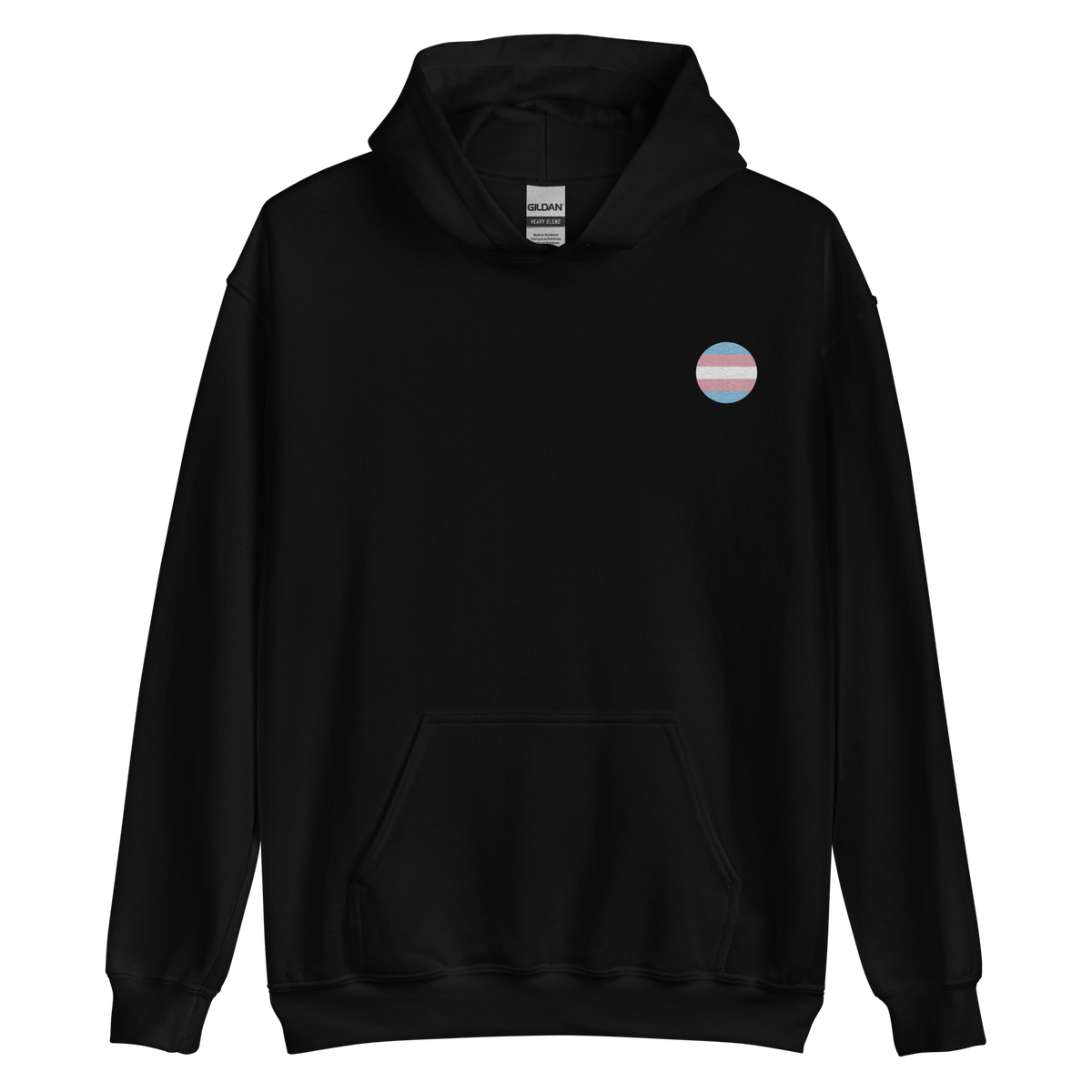 Transgender Flag Embroidered Circle Hoodie: Celebratory LGBTQ+ Pride Design