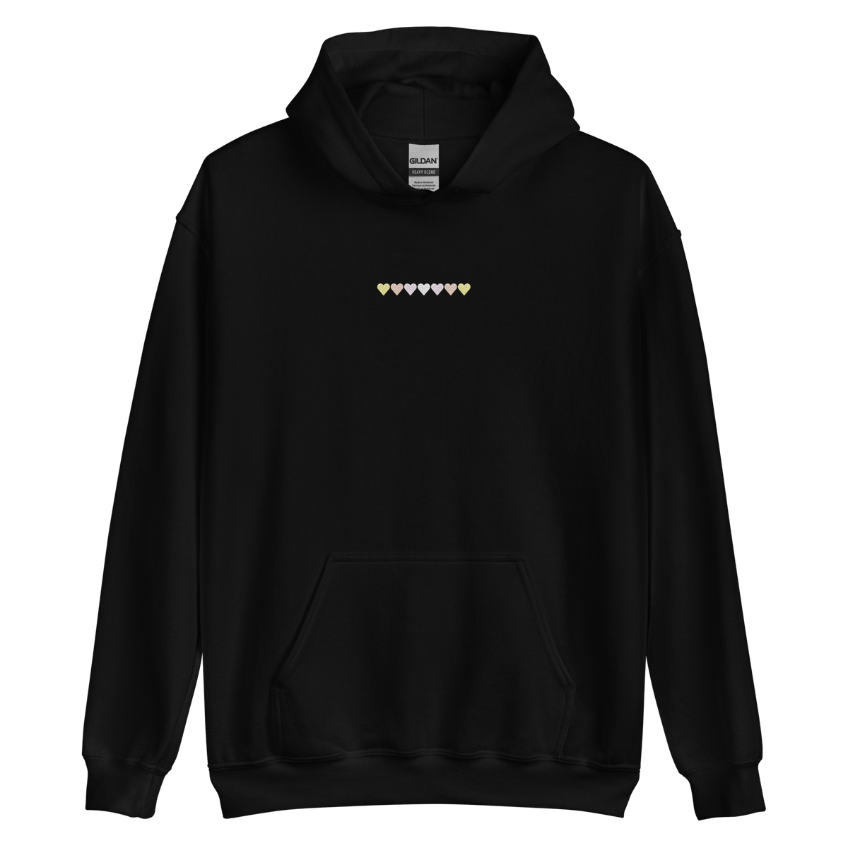 Embroidered Pangender Hoodie: Pride Flag Horizontal Heart Design