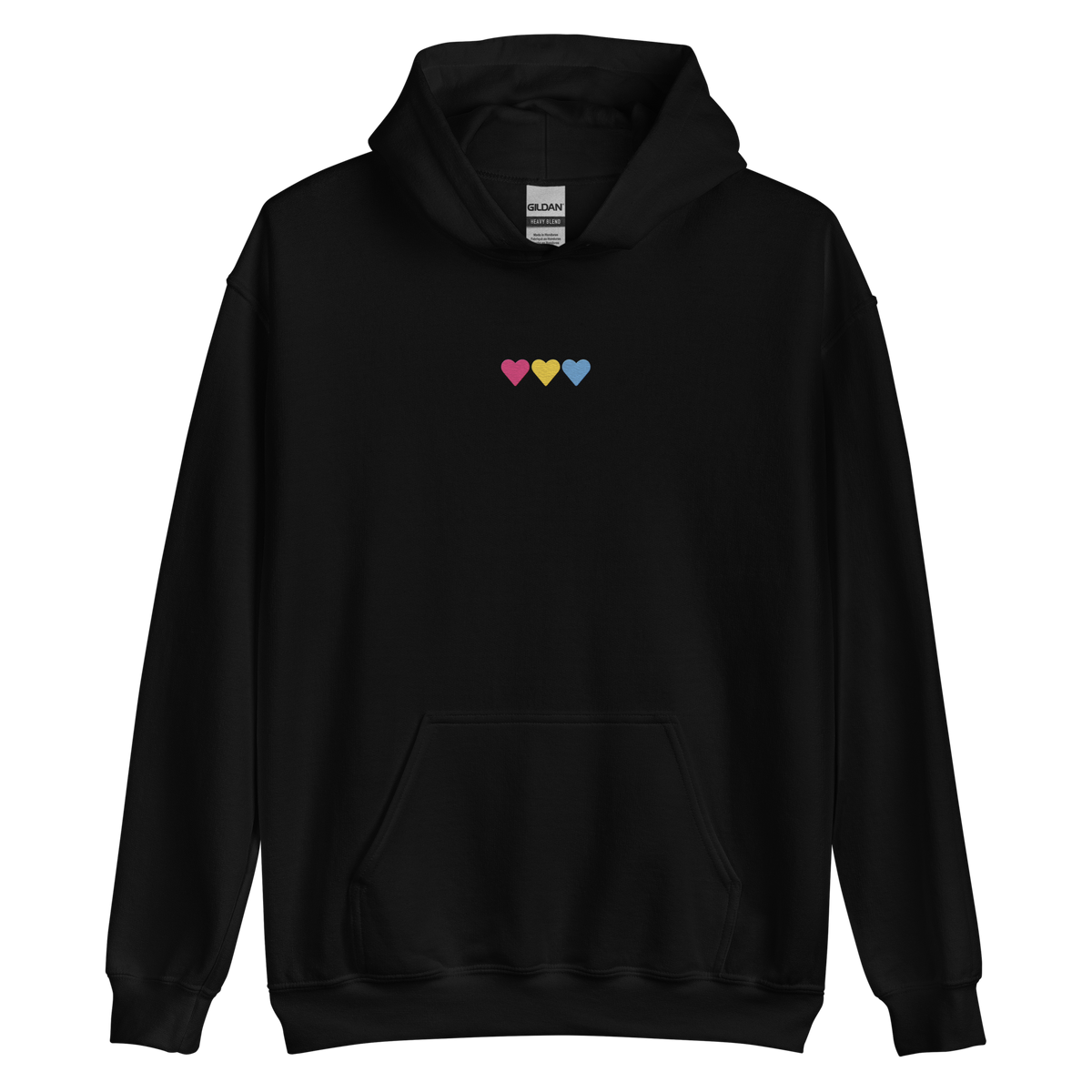 Embroidered Pansexual Hoodie: Pride Flag Horizontal Heart Design