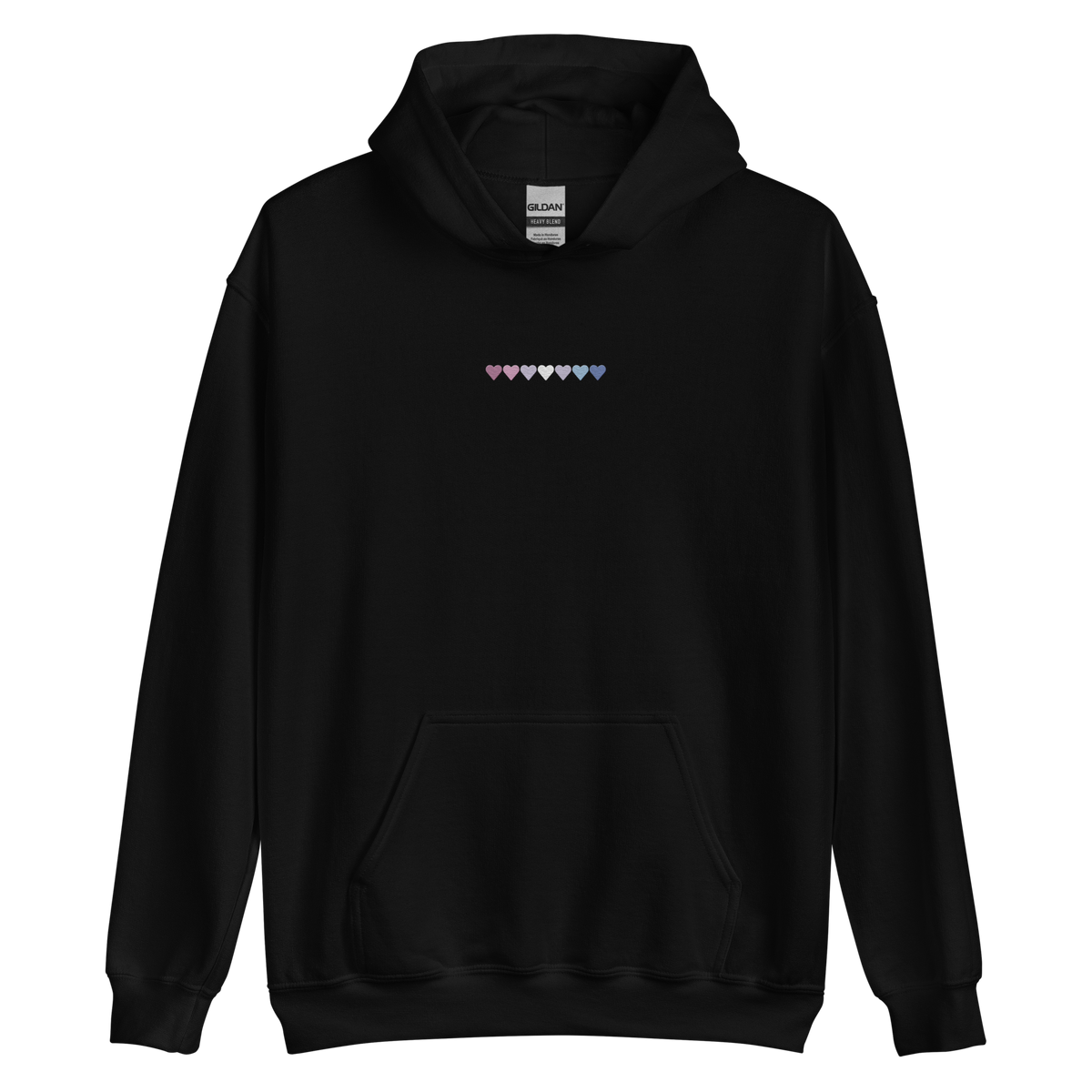 Embroidered Bigender Hoodie: Pride Flag Horizontal Heart Design