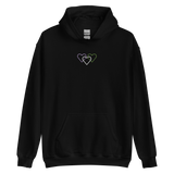 Genderqueer Pride Hoodie: Interlaced Heart Outlines Embroidered Sweatshirt