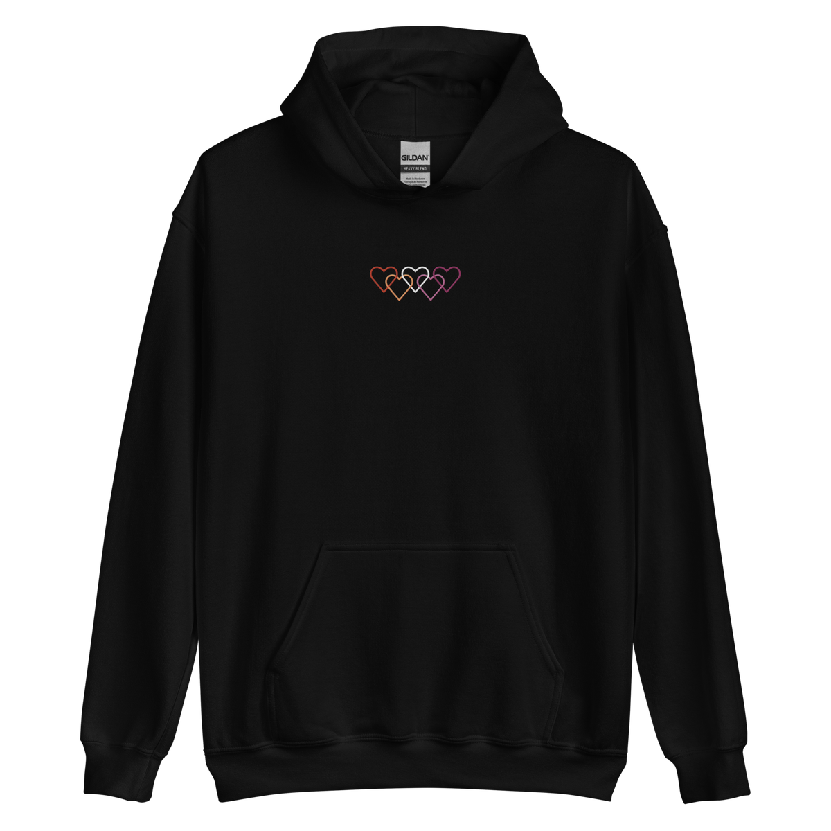 Lesbian Pride Hoodie: Interlaced Heart Outlines Embroidered Sweatshirt