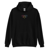 Pansexual Pride Hoodie: Interlaced Heart Outlines Embroidered Sweatshirt