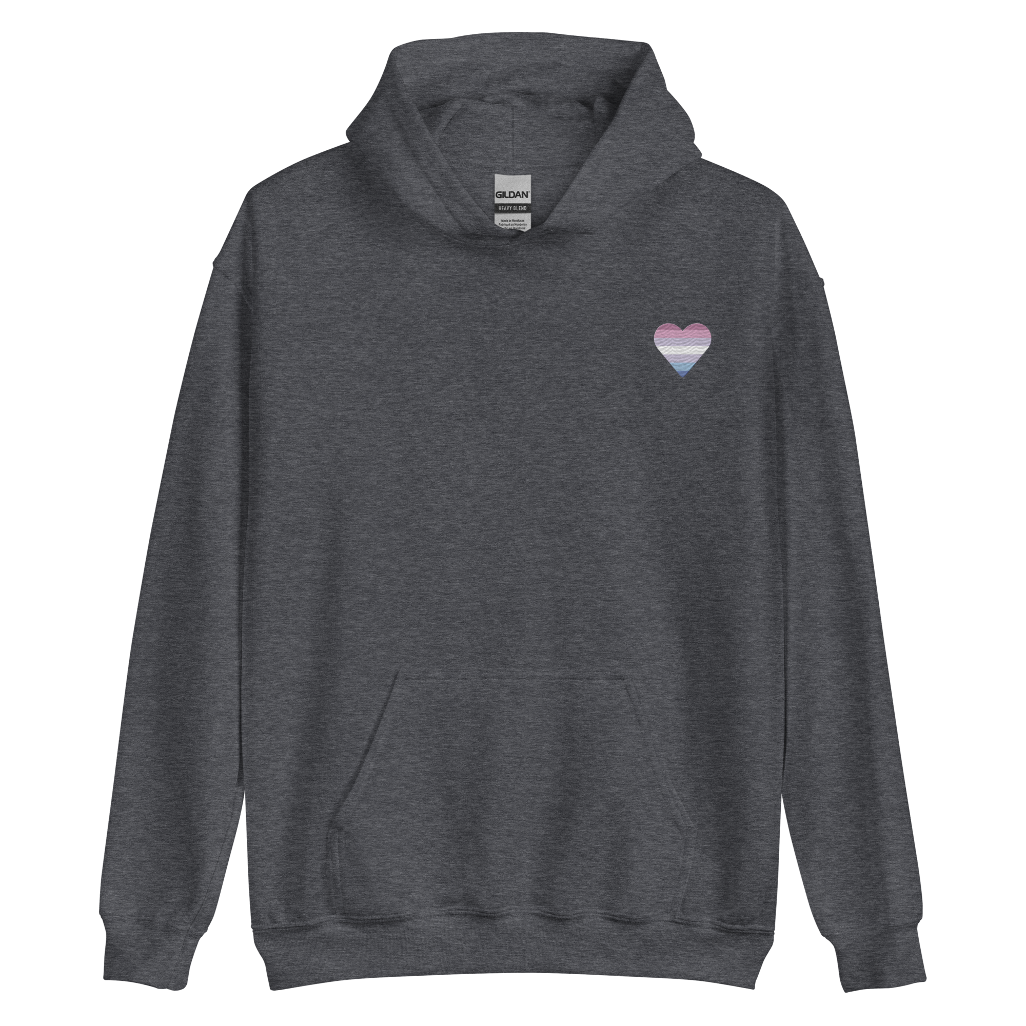 Bigender Flag Embroidered Heart Hoodie: Celebratory LGBTQ+ Pride Design