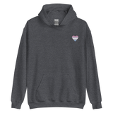 Bigender Flag Embroidered Heart Hoodie: Celebratory LGBTQ+ Pride Design