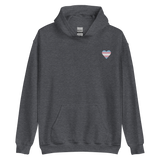 Transgender Flag Embroidered Heart Hoodie: Celebratory LGBTQ+ Pride Design