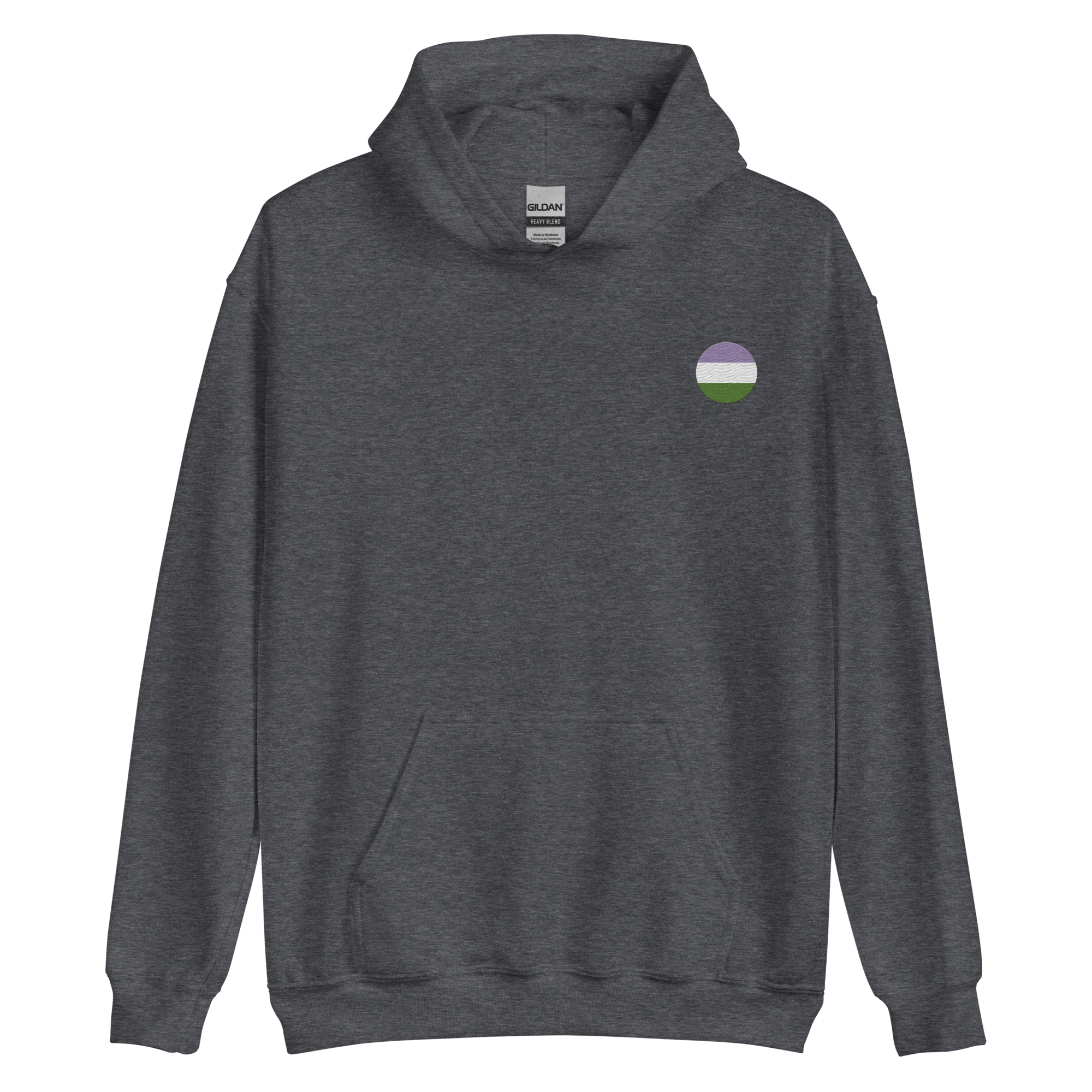 Genderqueer Flag Embroidered Circle Hoodie: Celebratory LGBTQ+ Pride Design