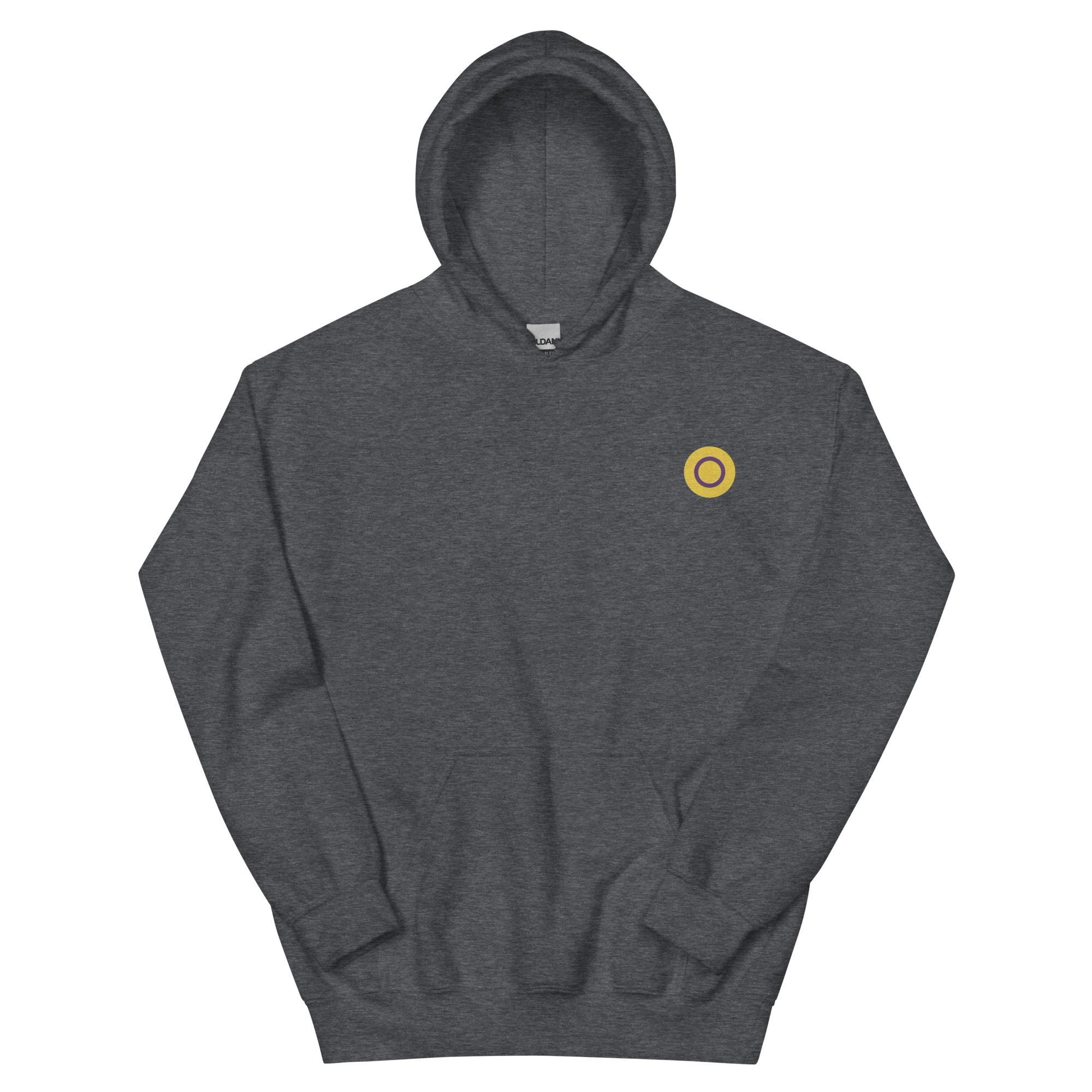 Intersex Flag Embroidered Circle Hoodie: Celebratory LGBTQ+ Pride Design