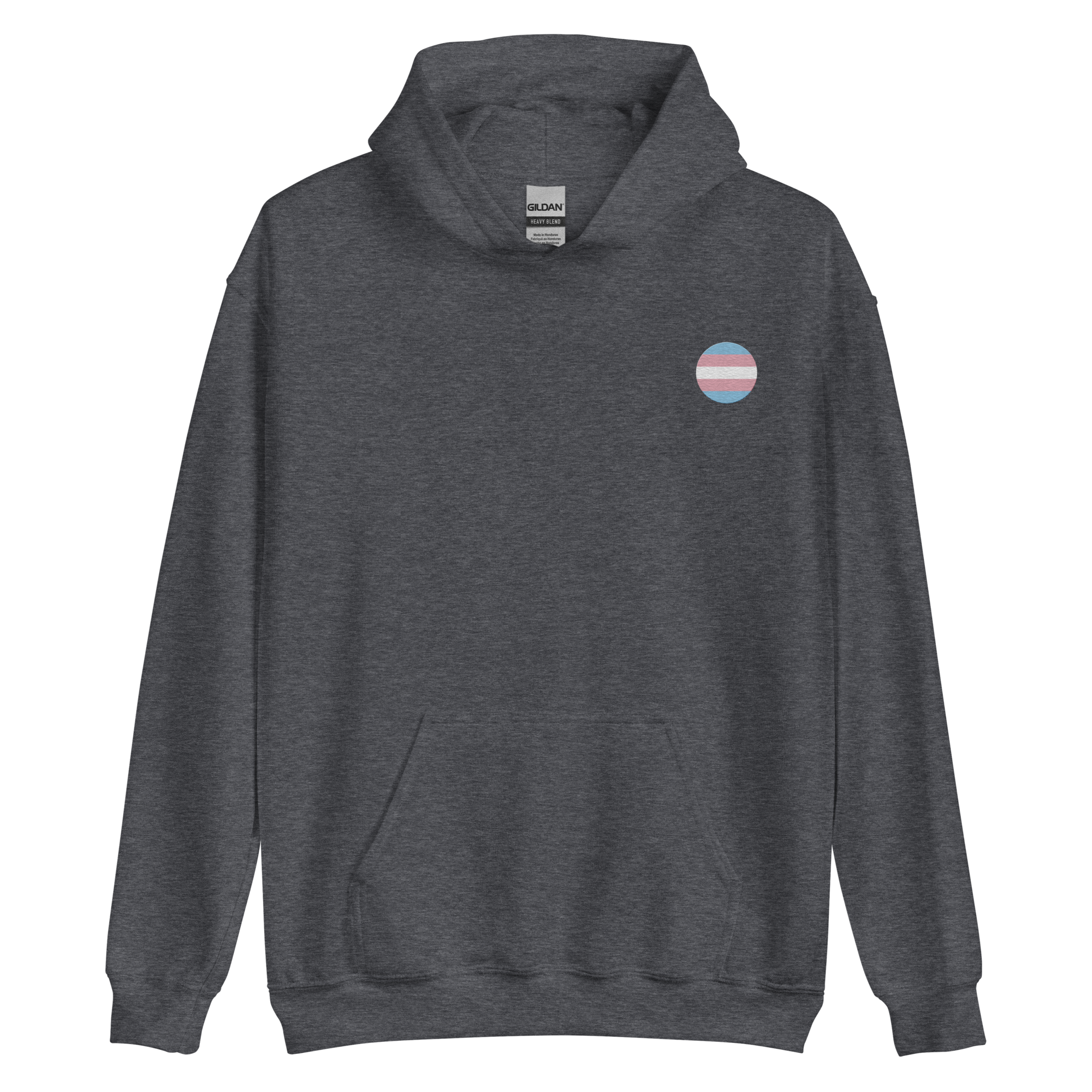 Transgender Flag Embroidered Circle Hoodie: Celebratory LGBTQ+ Pride Design